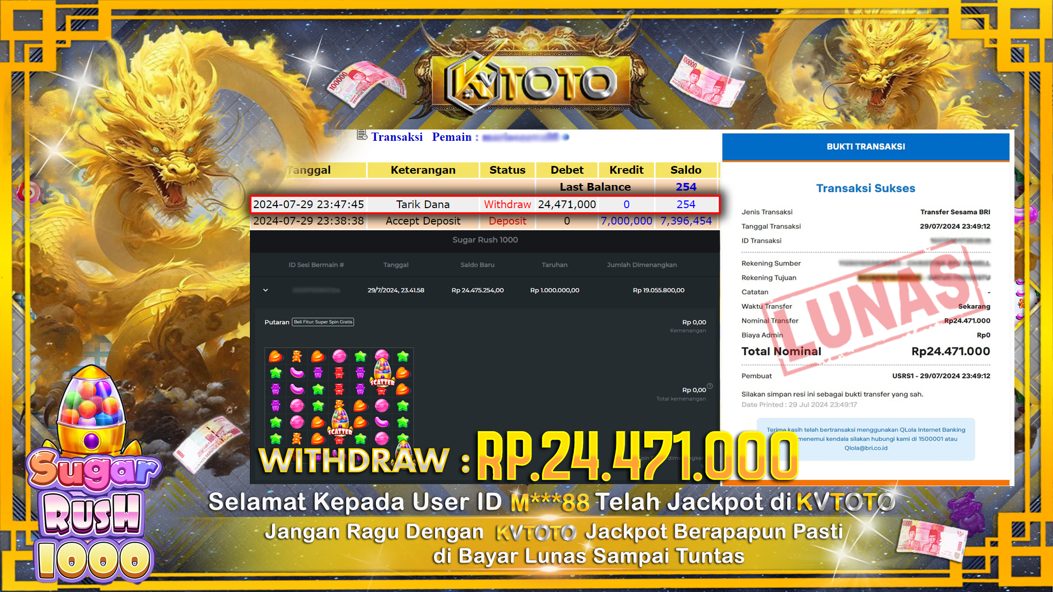 ✨ JACKPOT DI SLOT SUGAR RUSH 1000 ✨