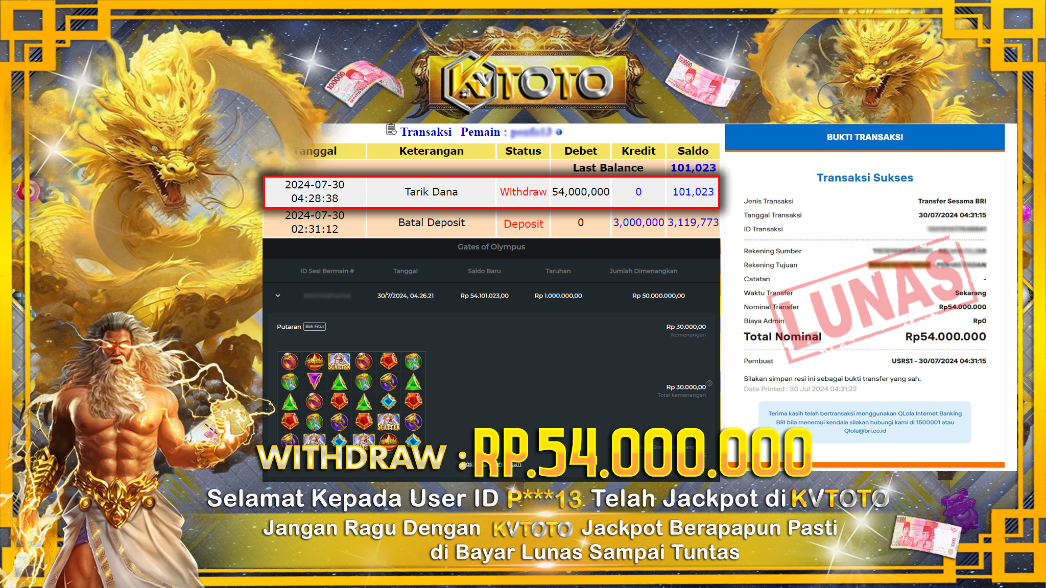 ✨ JACKPOT DI SLOT GATES OF OLYMPUS ✨