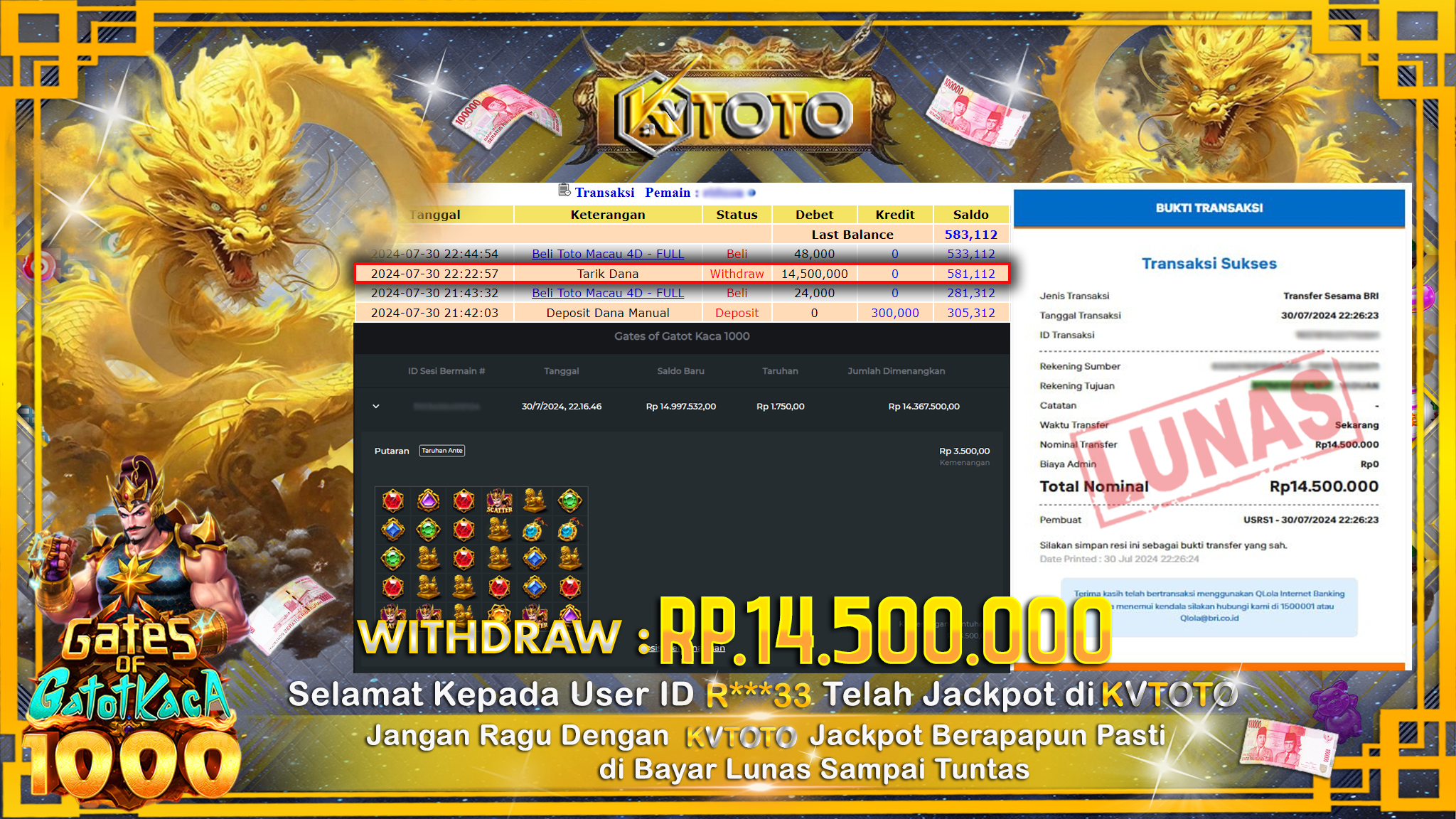 ✨ JACKPOT DI SLOT GATES OF GATOT KACA 1000 ✨