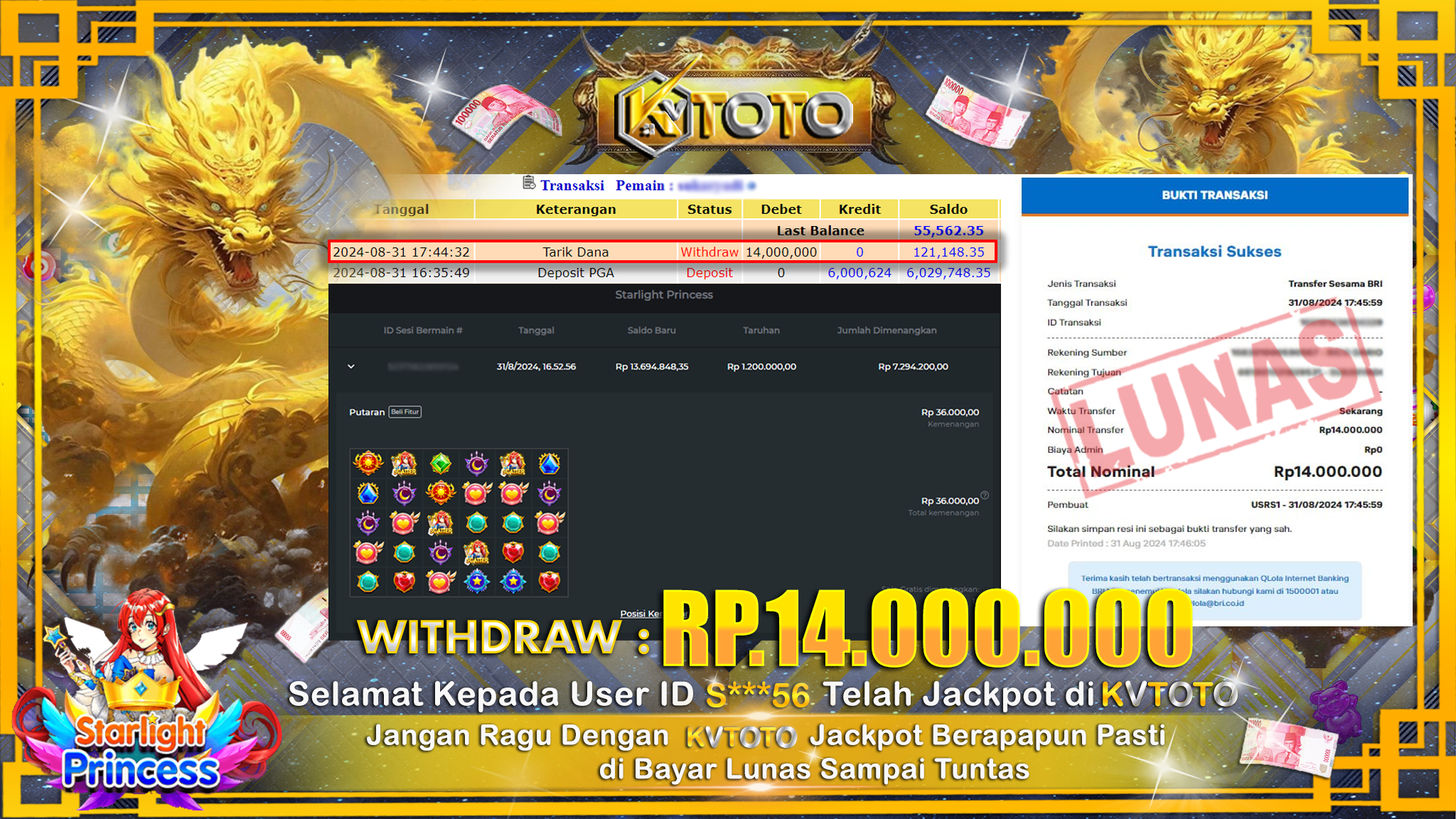 ✨ JACKPOT Di SLOT STARLIGHT PRINCESS ✨