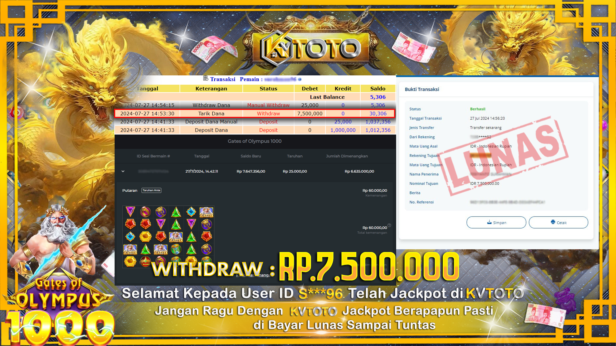 ✨ JACKPOT DI SLOT GATES OF OLYMPUS 1000 ✨