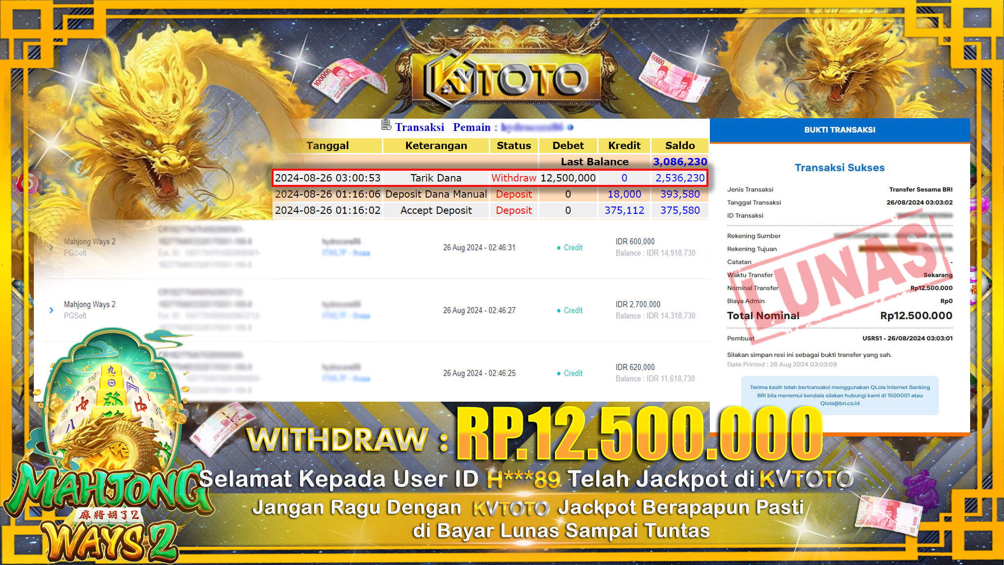 ✨ JACKPOT Di  SLOT MAHJONG WAYS 2  ✨