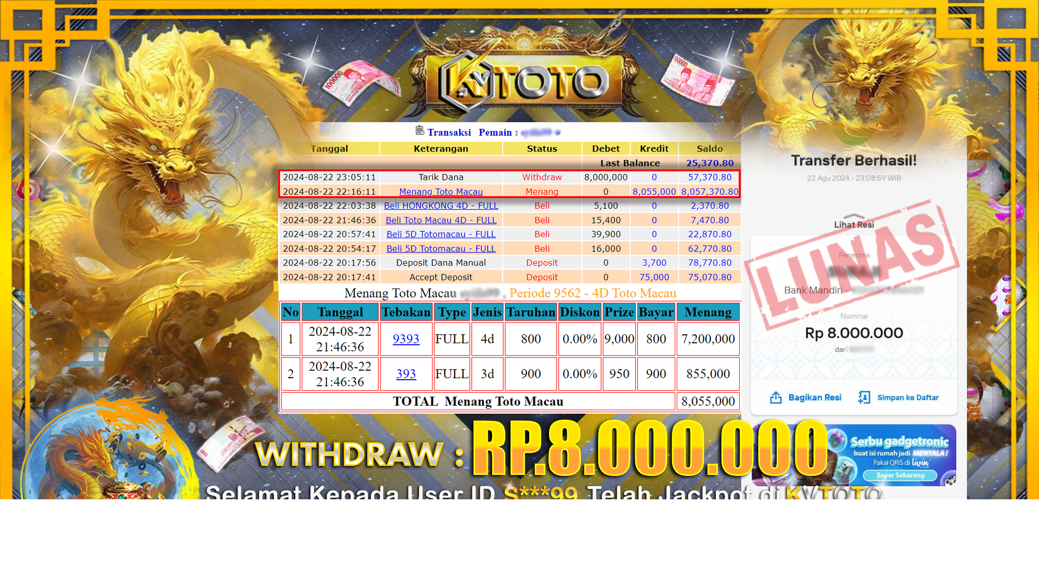✨ JACKPOT Di TOTO MACAU POOLS   ✨