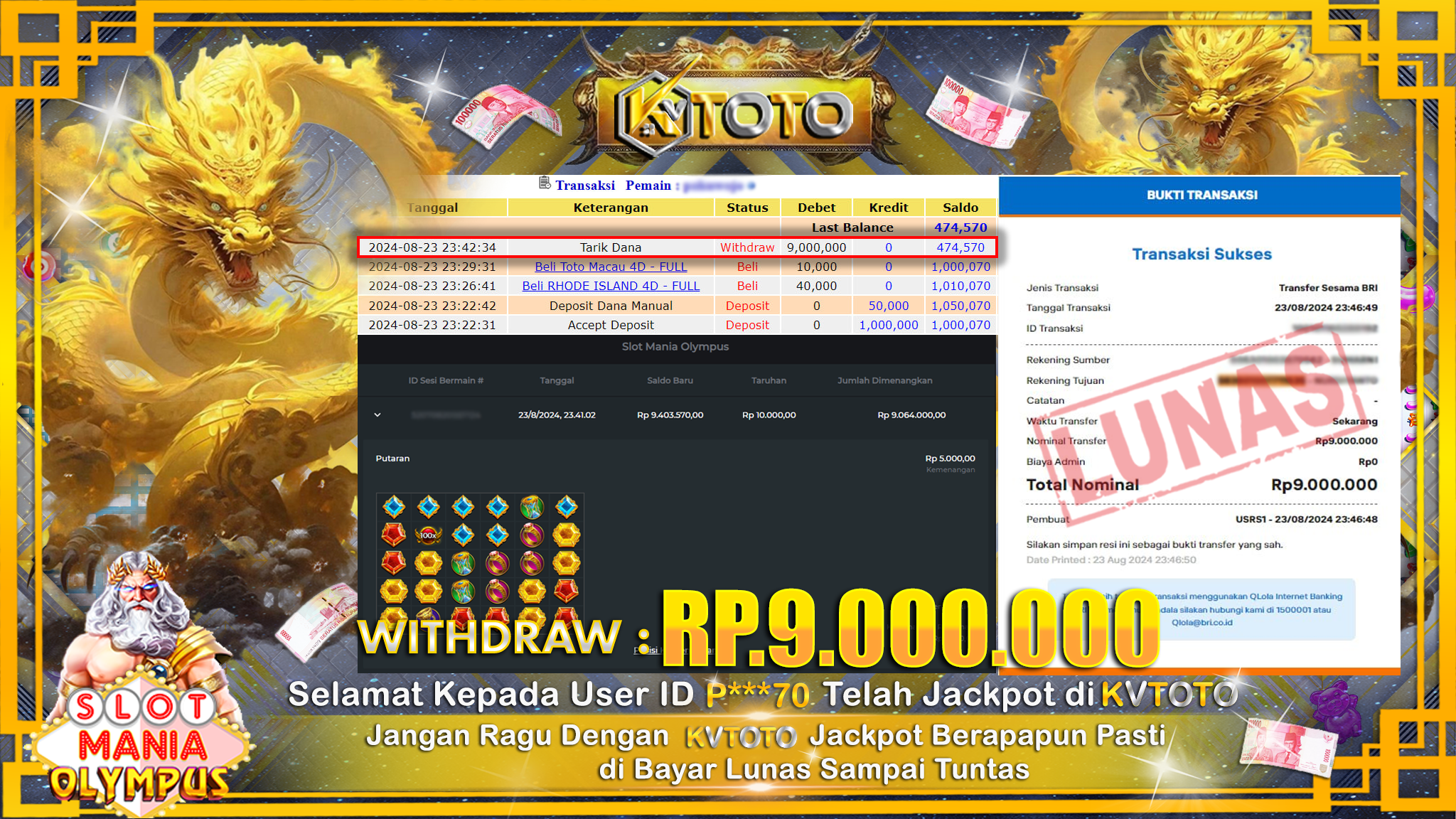 ✨ JACKPOT DI SLOT MANIA OLYMPUS ✨