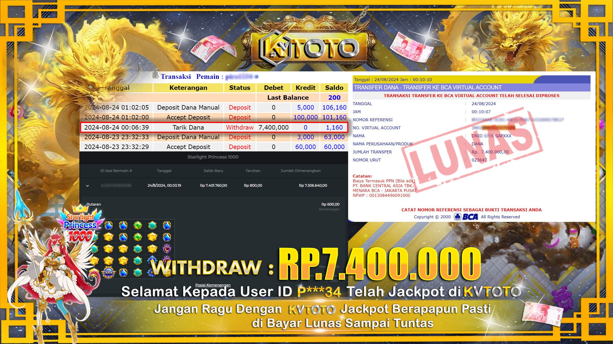 ✨ JACKPOT Di SLOT STARLIGHT PRINCESS 1000 ✨