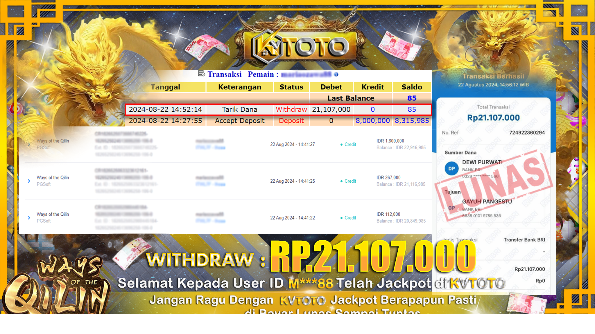 ✨ JACKPOT DI SLOT WAYS OF THE QILIN ✨