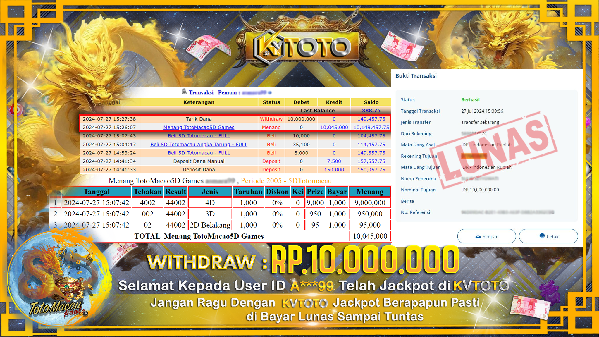 ✨ JACKPOT DI TOTO MACAU POOLS  ✨