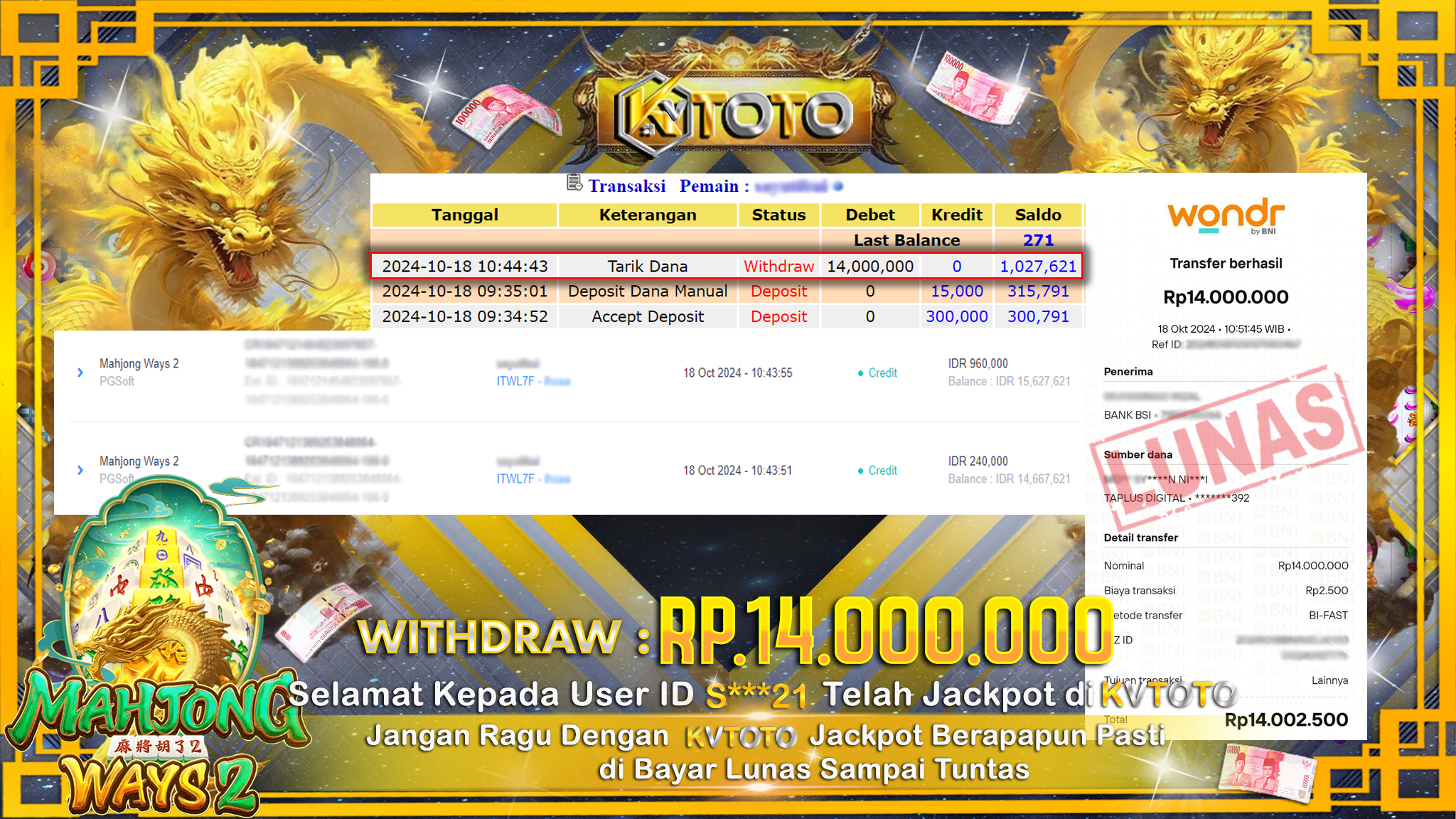 ✨ JACKPOT Di  SLOT MAHJONG WAYS 2  ✨