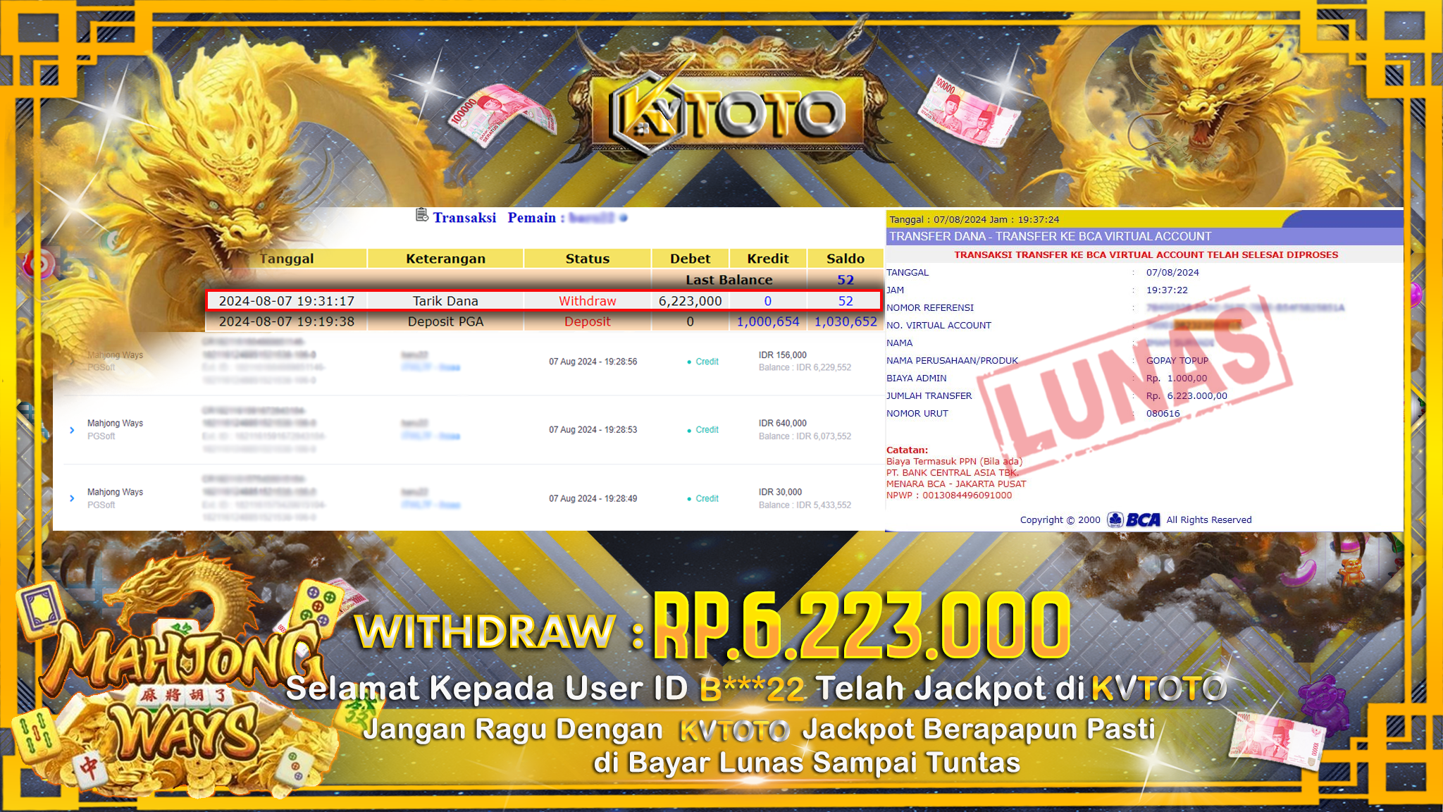 ✨ JACKPOT Di SLOT MAHJONG WAYS  ✨