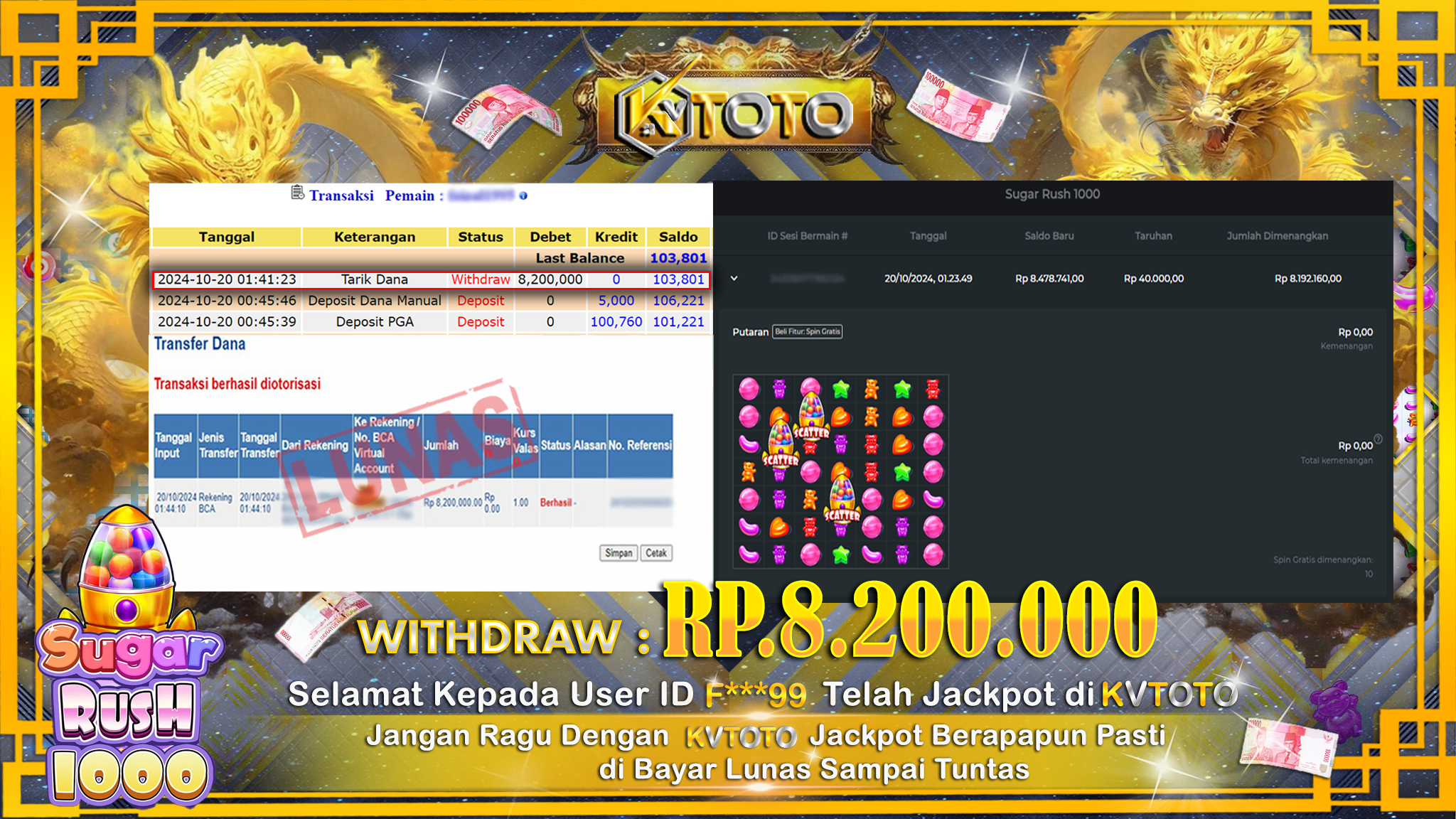 ✨ JACKPOT Di SLOT SUGAR RUSH 1000 ✨
