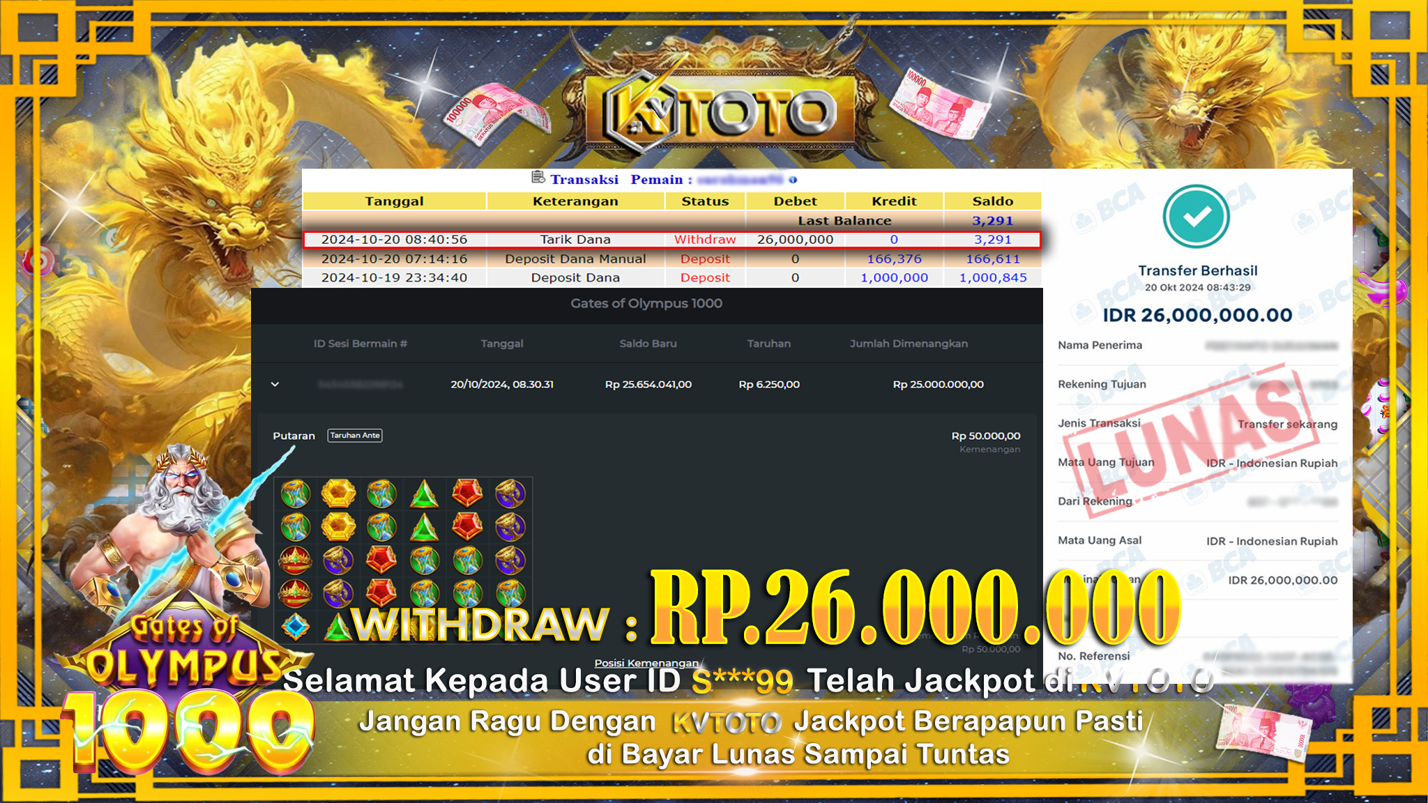 ✨ JACKPOT Di SLOT GATES OF OLYMPUS 1000 ✨
