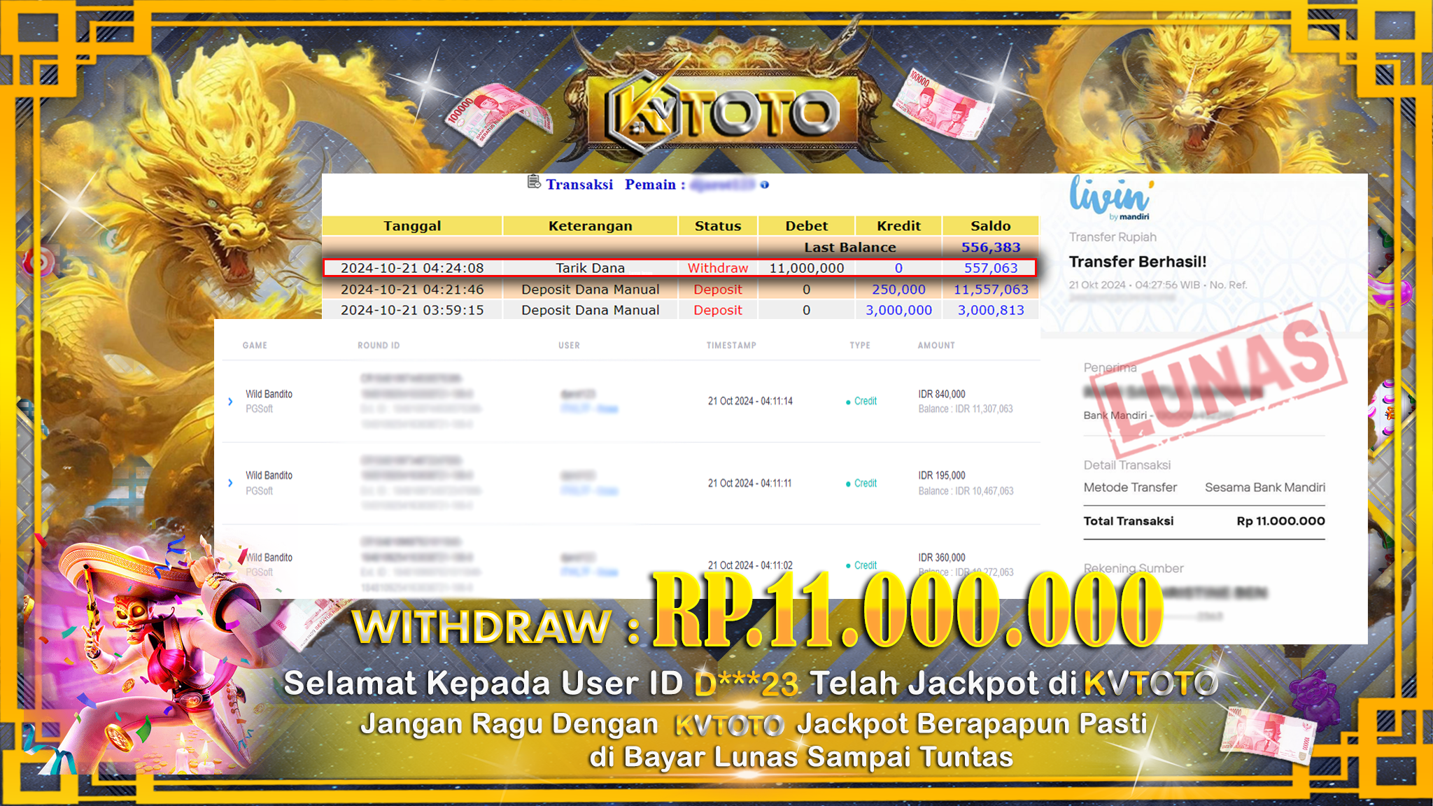 ✨ JACKPOT Di  SLOT WILD BANDITO ✨