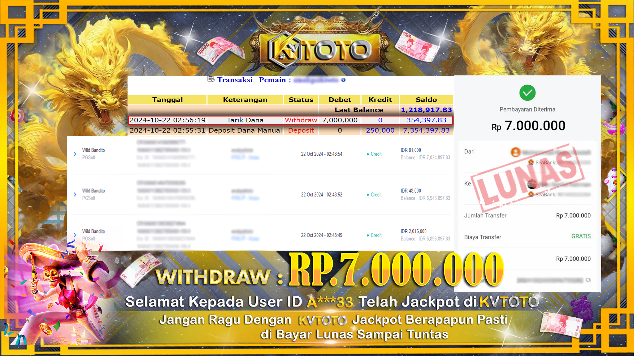 ✨ JACKPOT Di  SLOT WILD BANDITO ✨