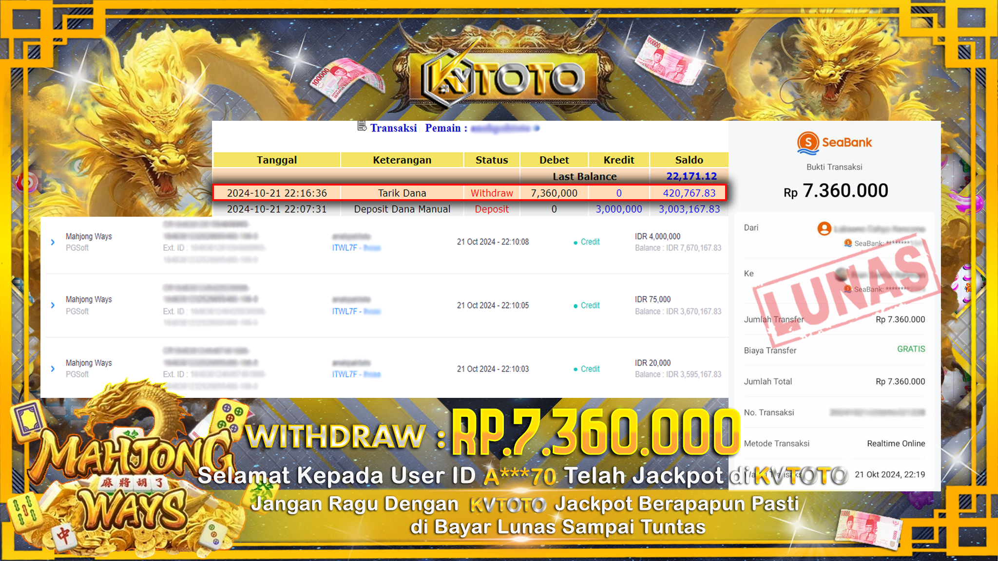 ✨ JACKPOT Di SLOT MAHJONG WAYS  ✨