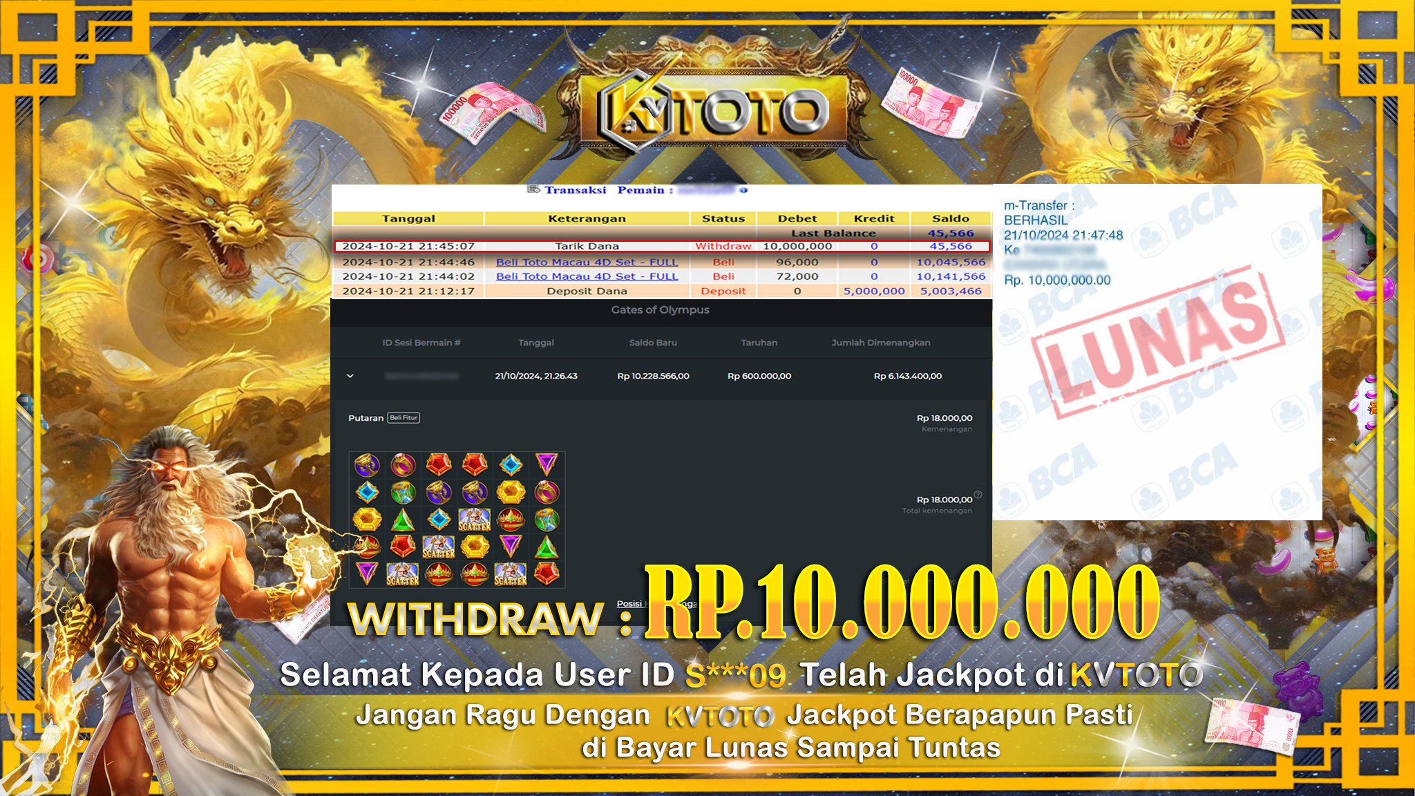 ✨ JACKPOT Di SLOT GATES OF OLYMPUS ✨