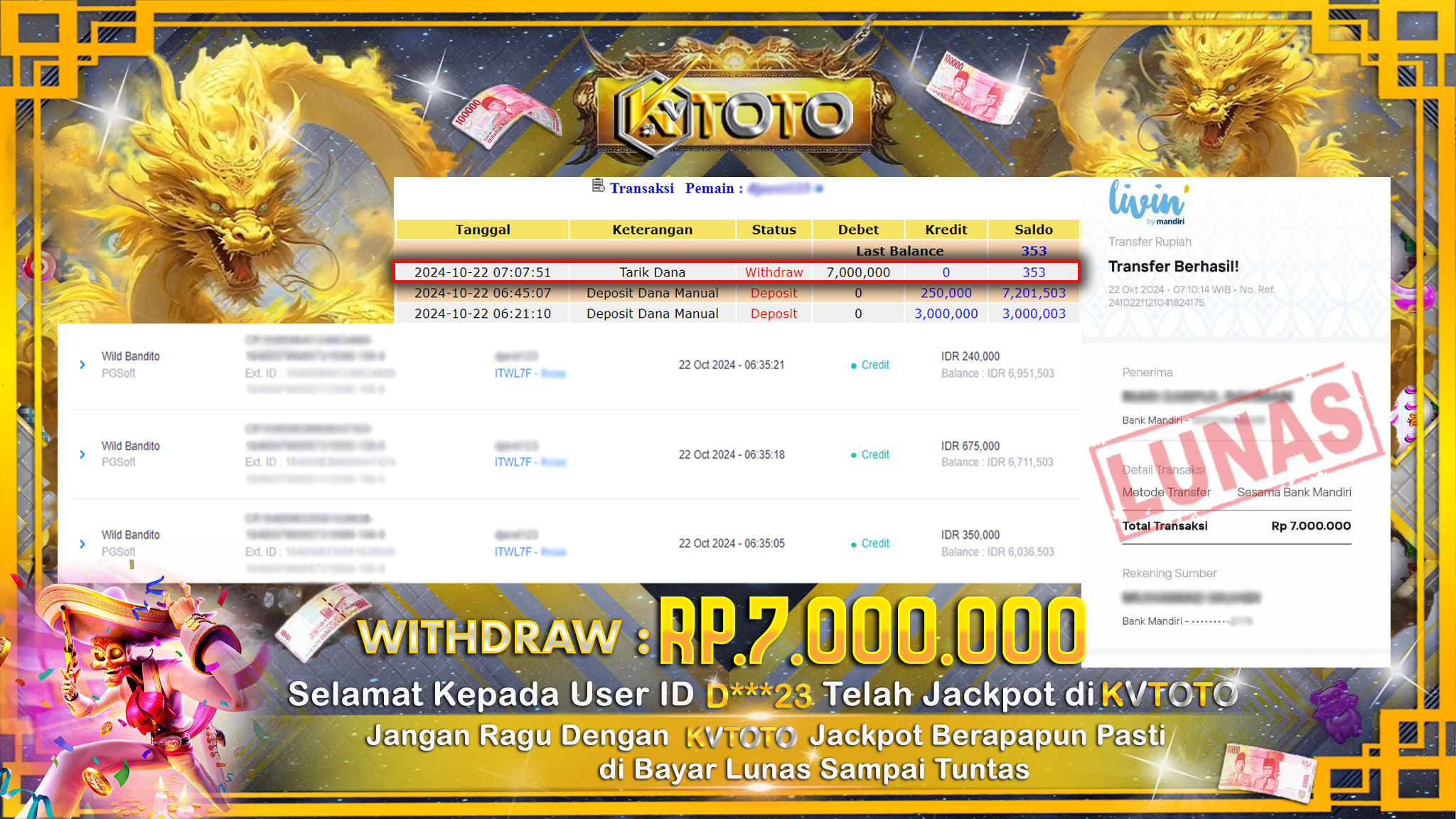 ✨ JACKPOT Di  SLOT WILD BANDITO ✨
