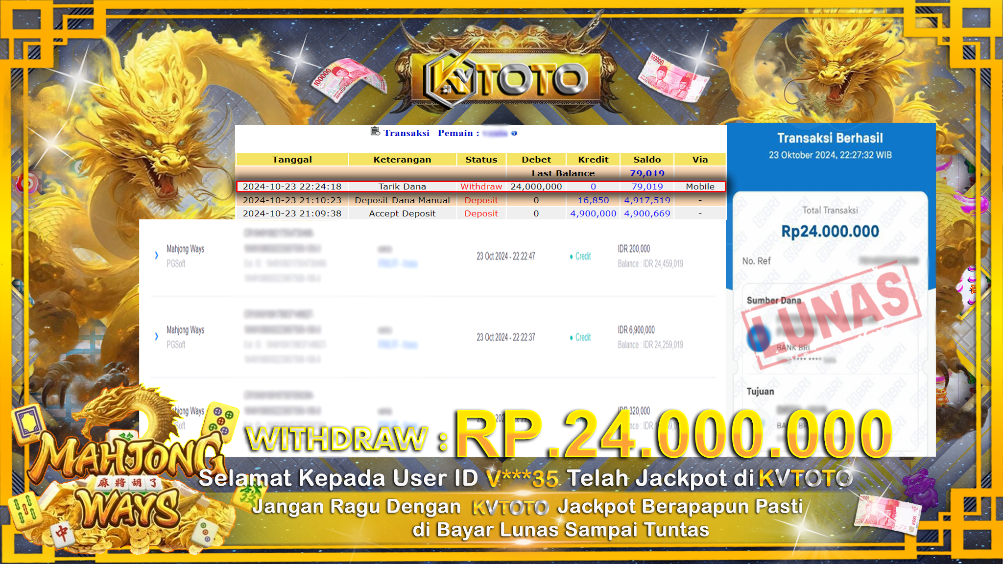 ✨ JACKPOT Di SLOT MAHJONG WAYS  ✨