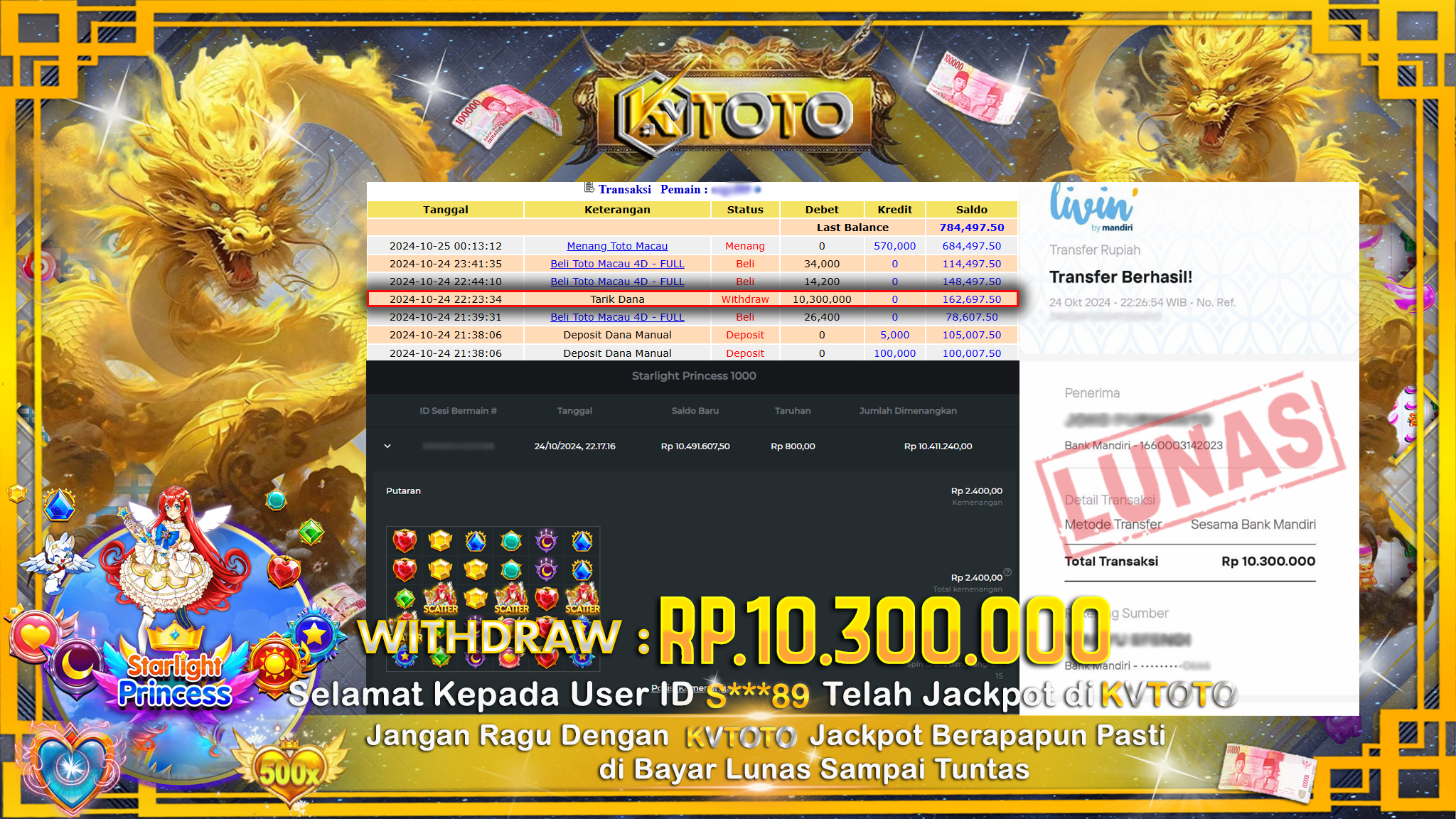 ✨ JACKPOT Di SLOT STARLIGHT PRINCEESS 1000   ✨