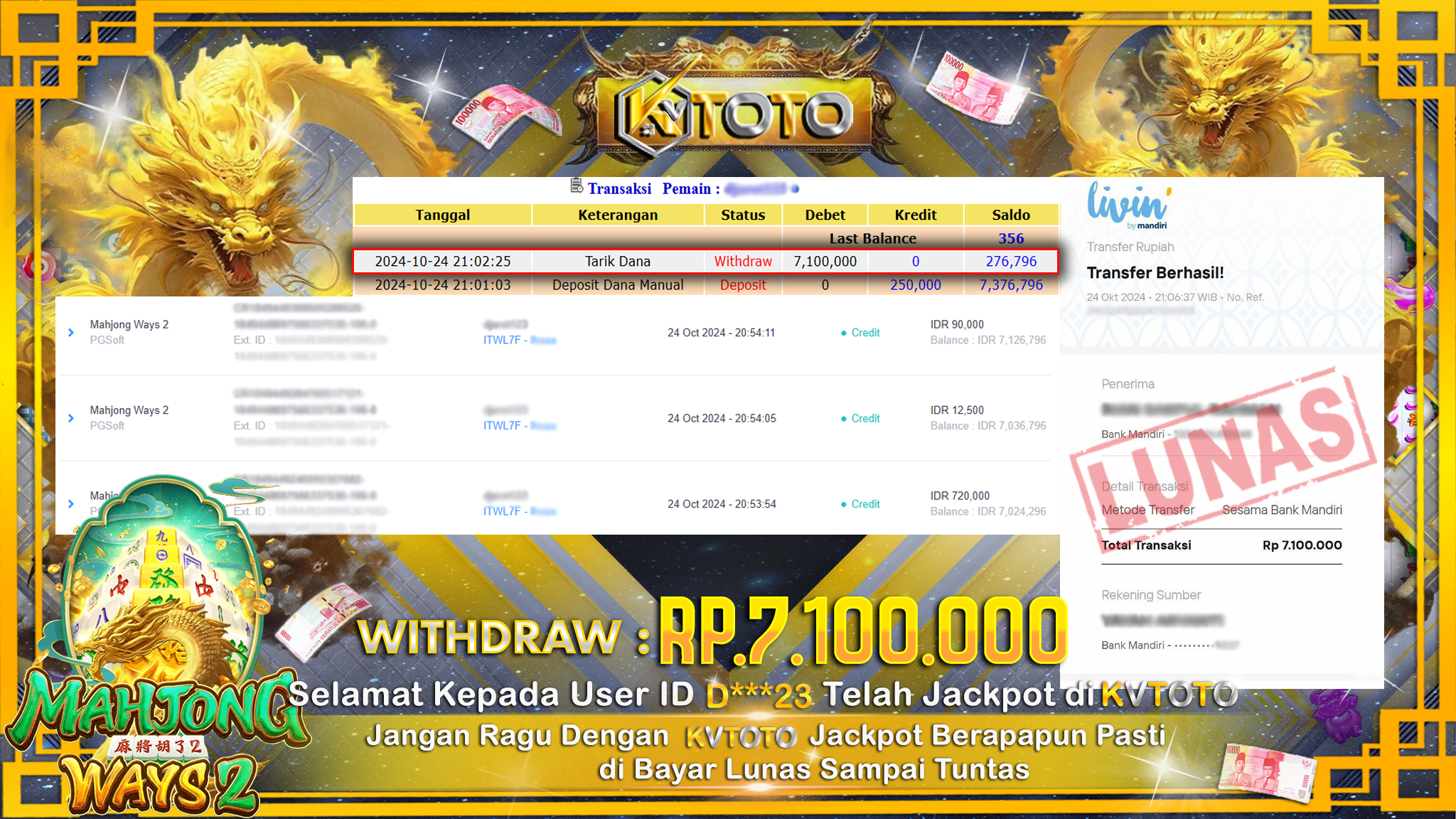 ✨ JACKPOT Di SLOT MAHJONG WAYS 2 ✨