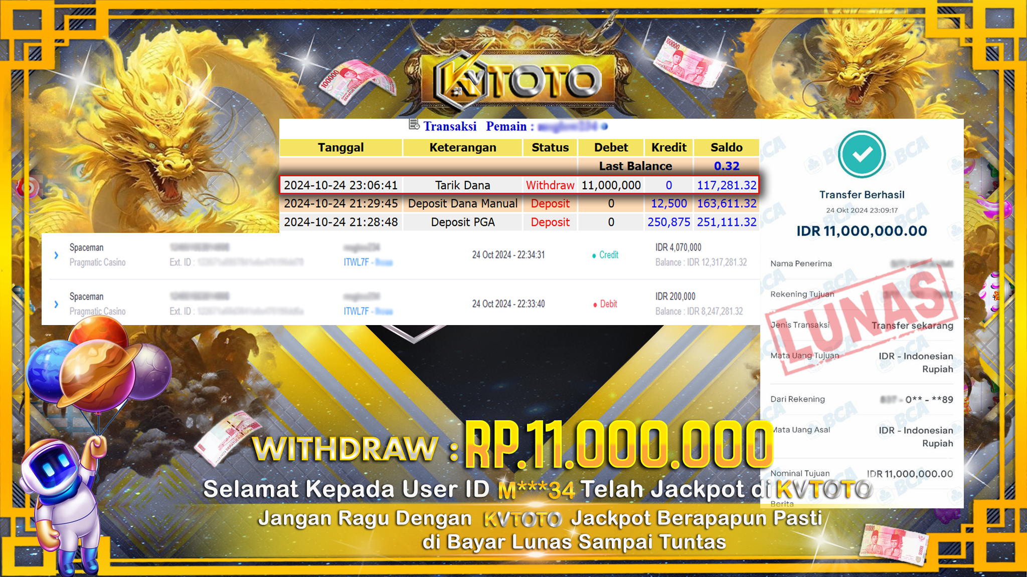 ✨ JACKPOT Di  SLOT SPACEMAN ✨