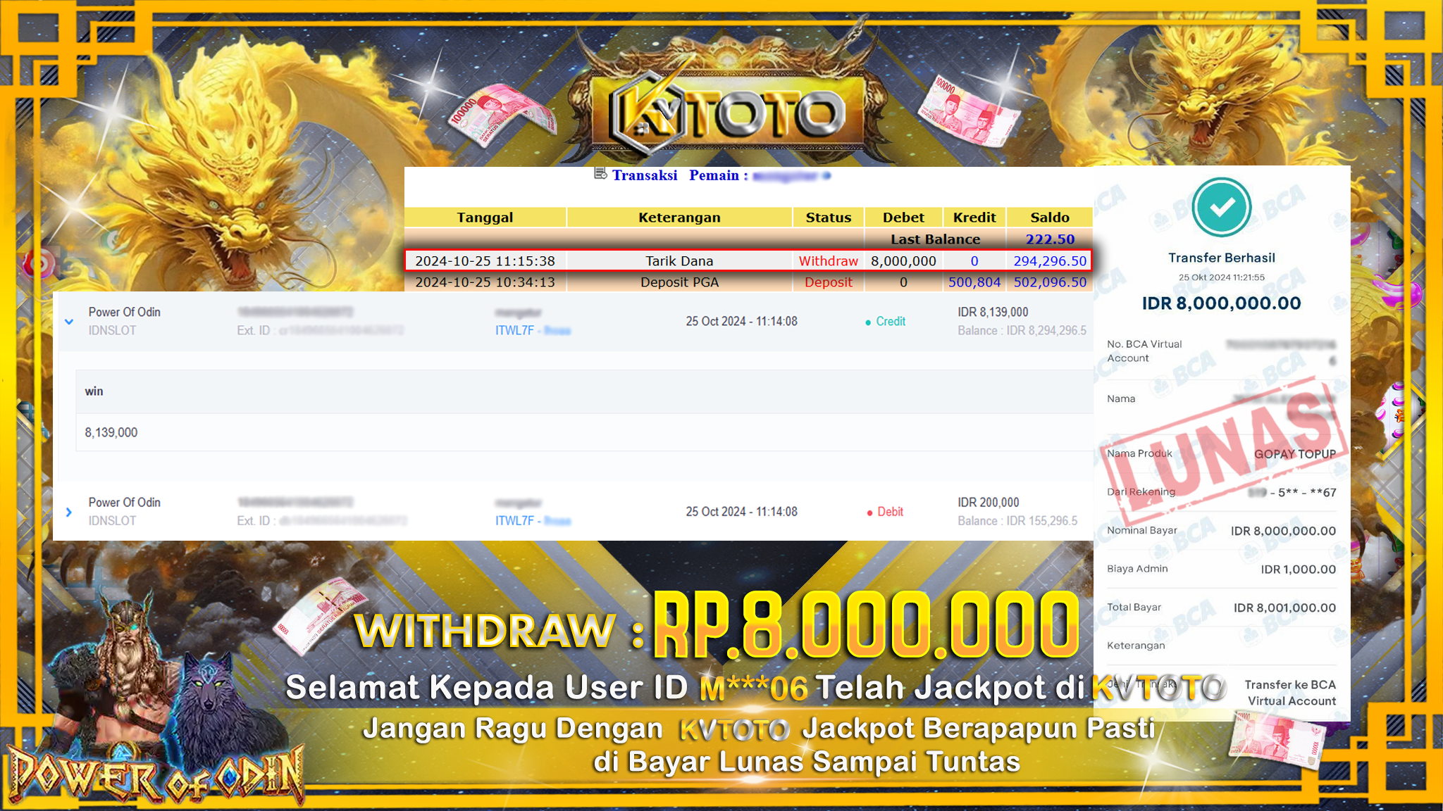 ✨ JACKPOT Di SLOT POWER OF ODIN ✨