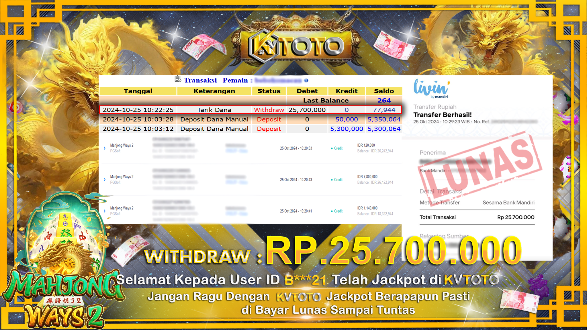 ✨ JACKPOT Di  SLOT MAHJONG WAYS 2 ✨