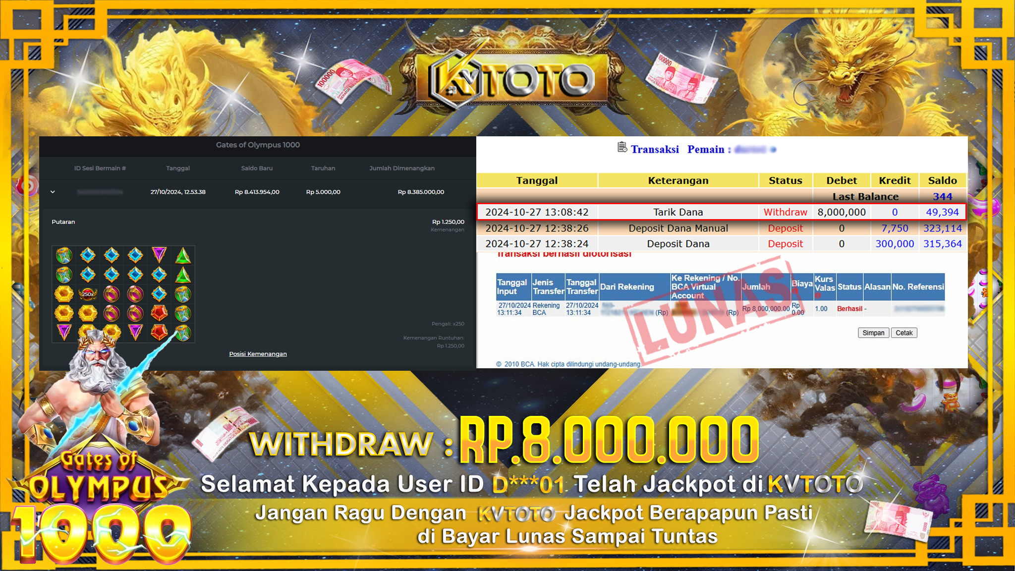 ✨ JACKPOT Di SLOT GATES OF OLYMPUS 1000 ✨