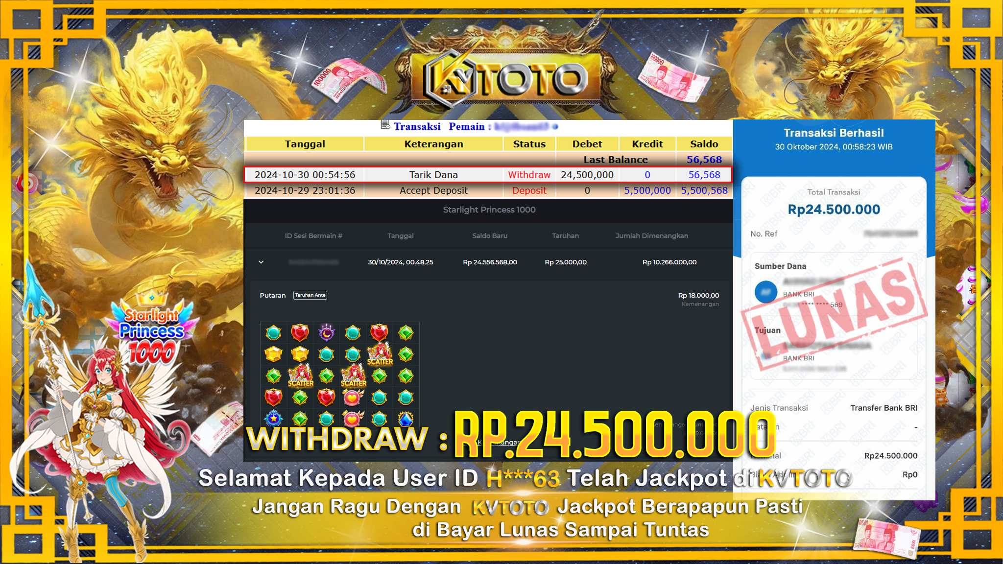 ✨ JACKPOT Di SLOT STARLIGHT PRINCEESS 1000   ✨