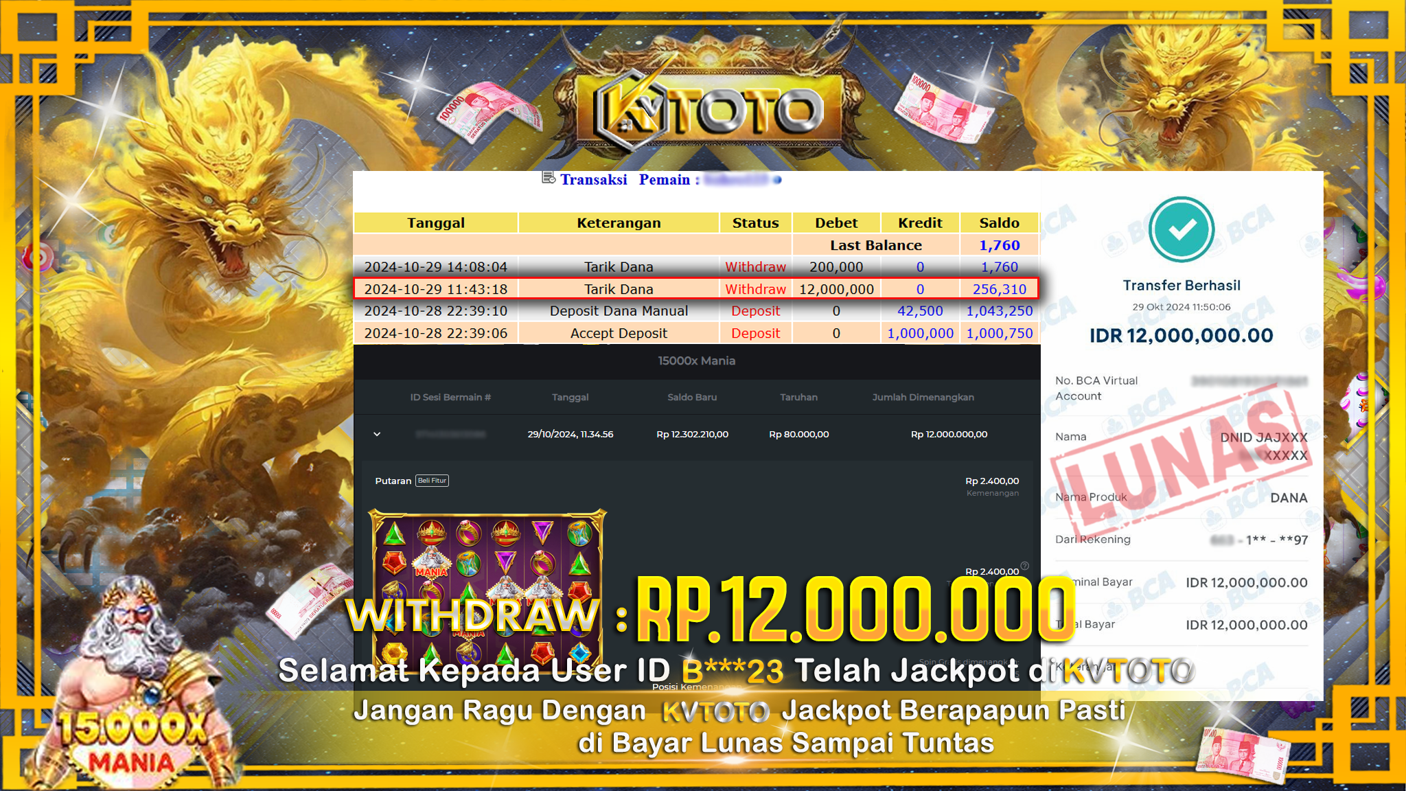 ✨ JACKPOT Di SLOT 15000X MANIA ✨
