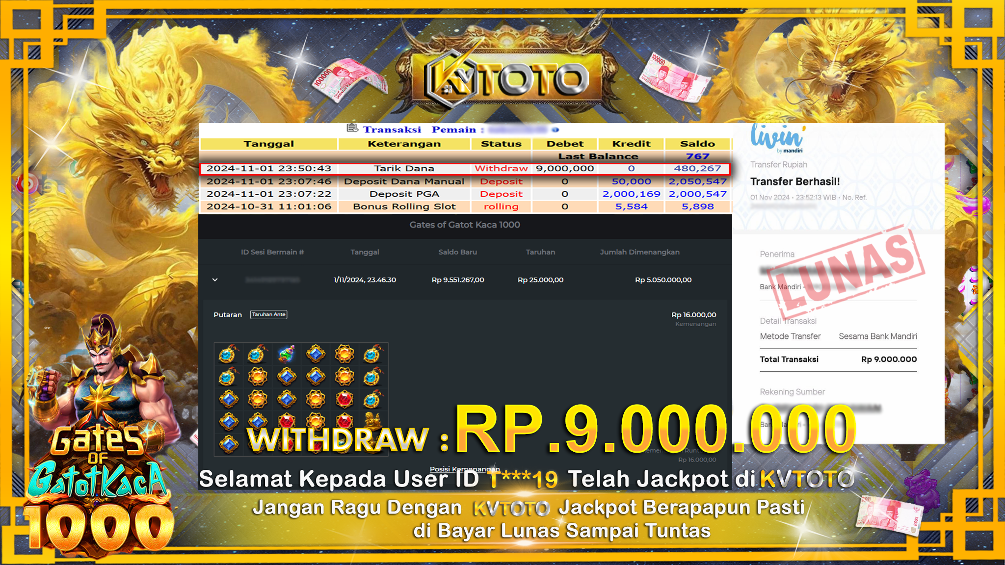 ✨ JACKPOT Di SLOT GATES OF GATOT KACA 1000 ✨