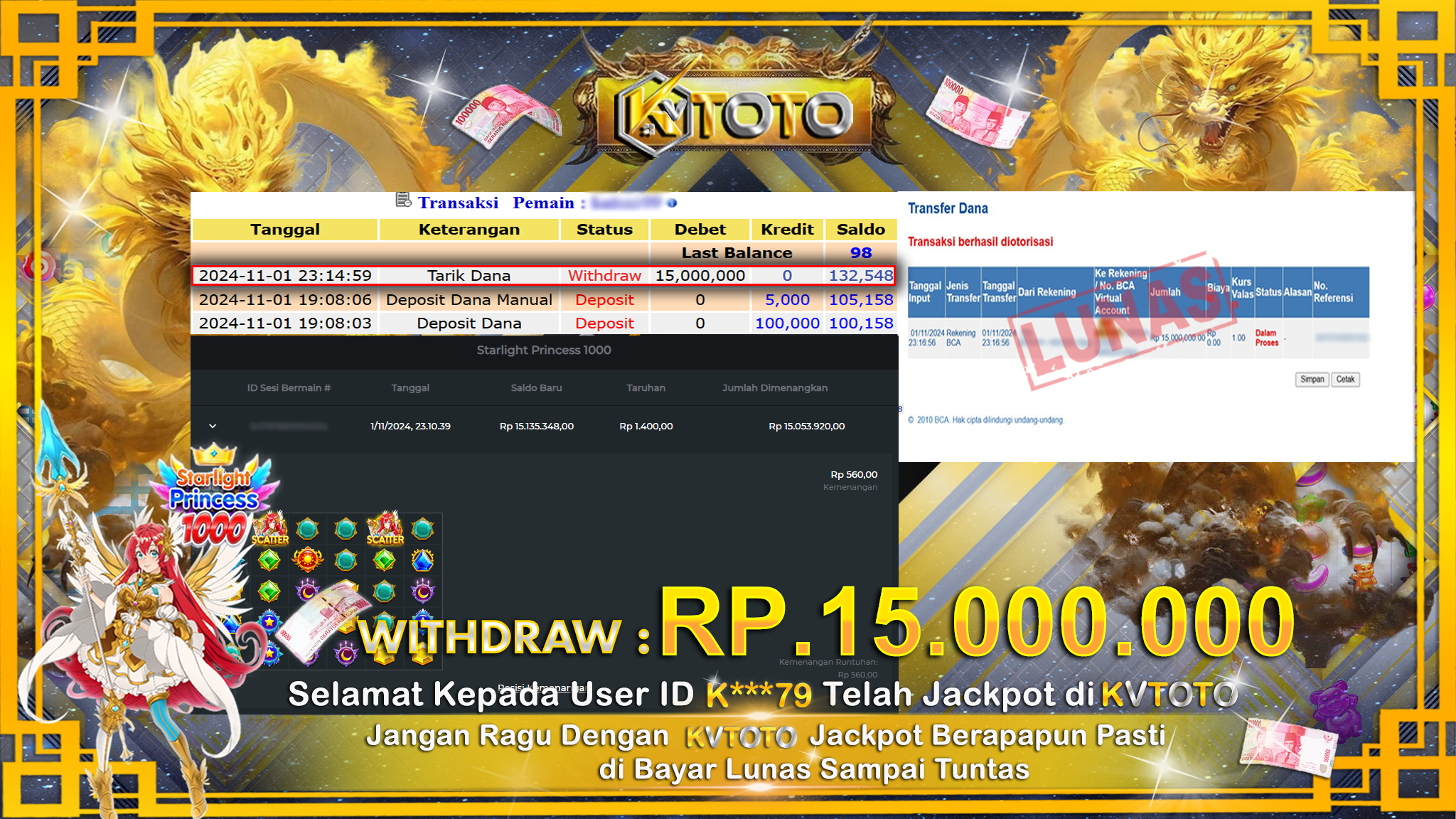 ✨ JACKPOT Di SLOT STARLIGHT PRINCEESS 1000   ✨