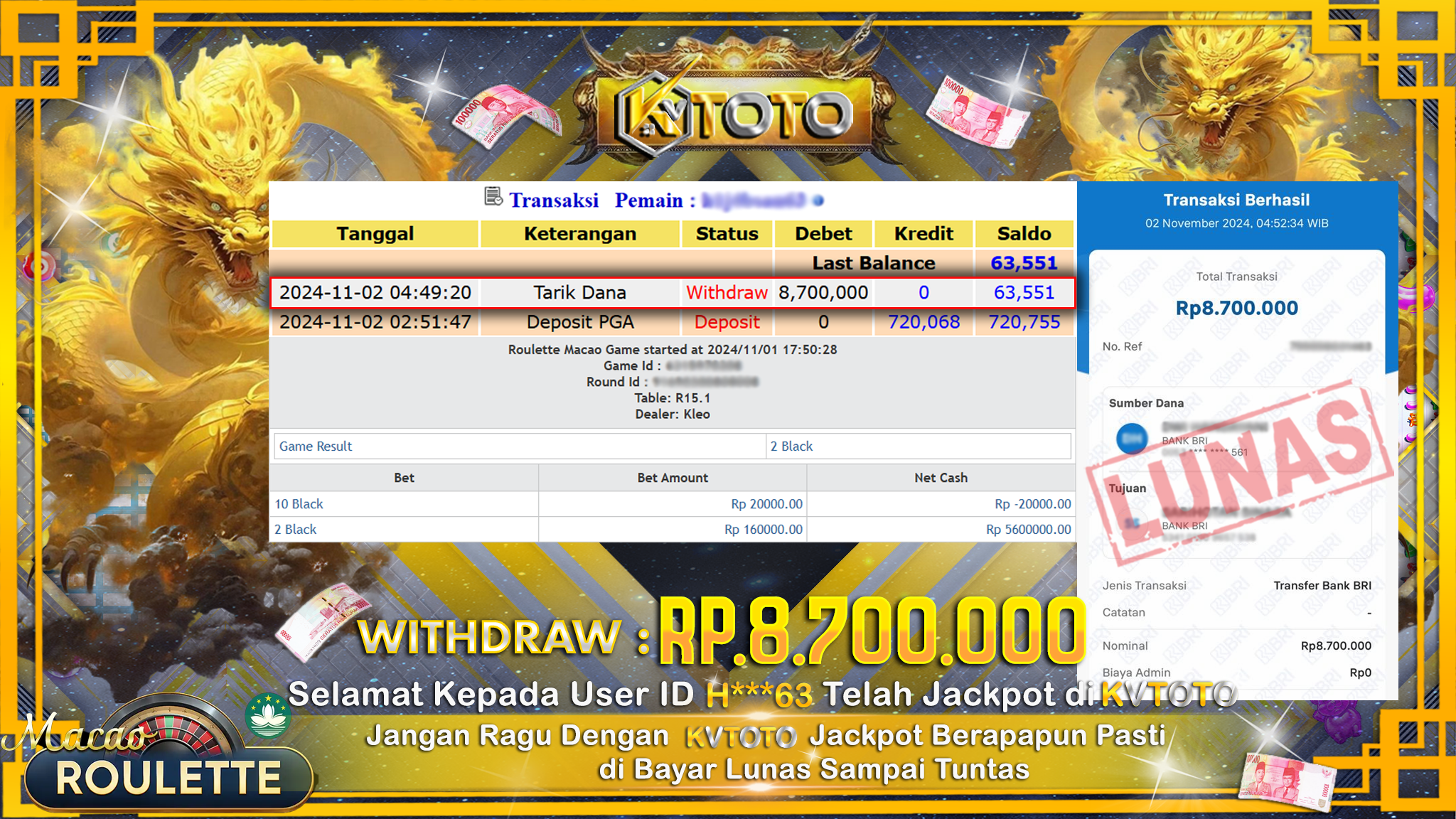 ✨ JACKPOT Di MACAO ROULETTE ✨