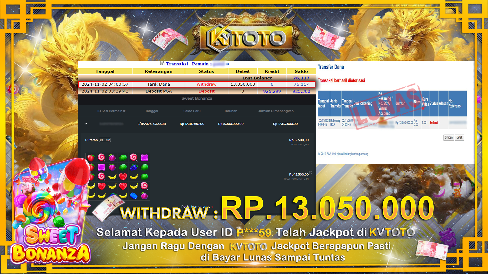 ✨ JACKPOT Di SLOT SWEET BONANZA ✨