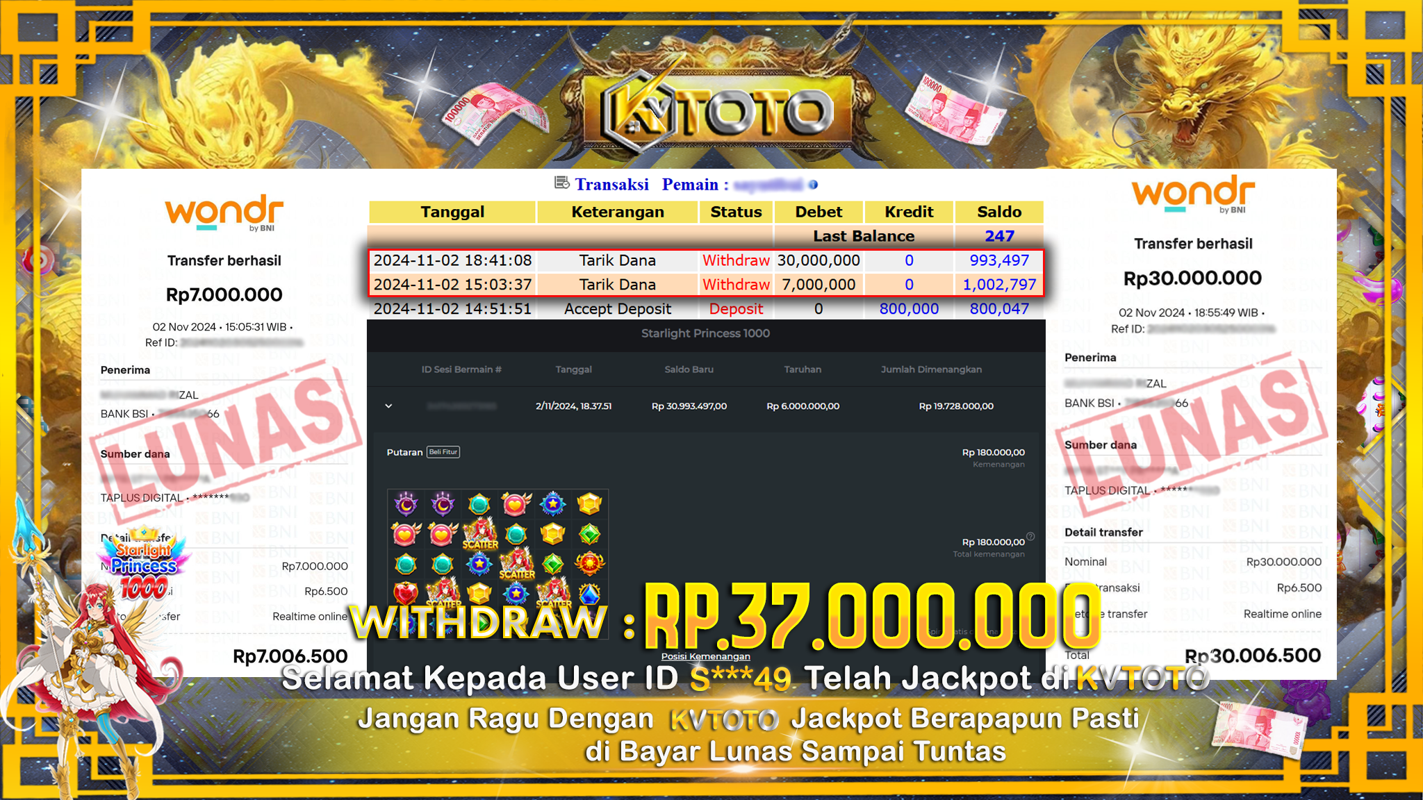 ✨ JACKPOT Di SLOT STARLIGHT PRINCEESS 1000   ✨