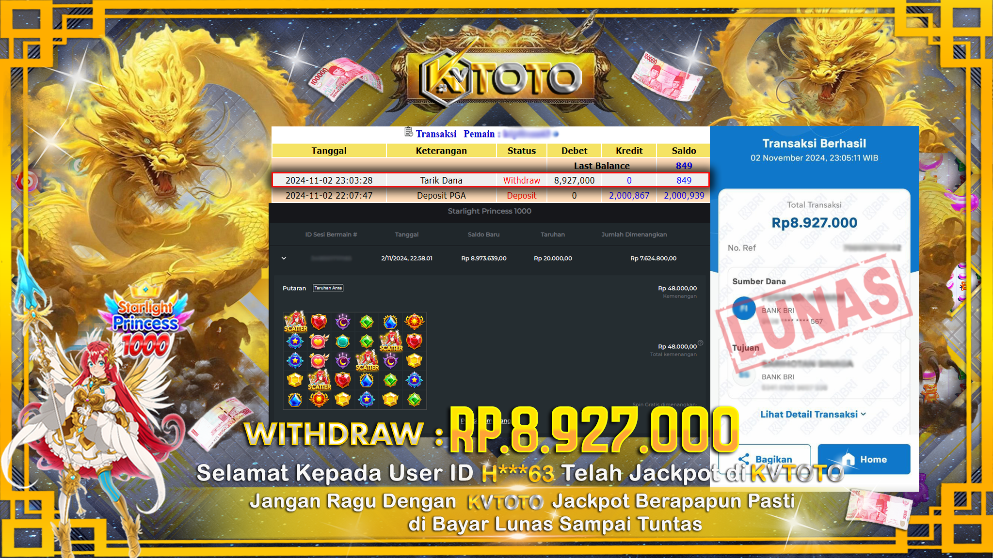 ✨ JACKPOT Di SLOT STARLIGHT PRINCEESS 1000   ✨