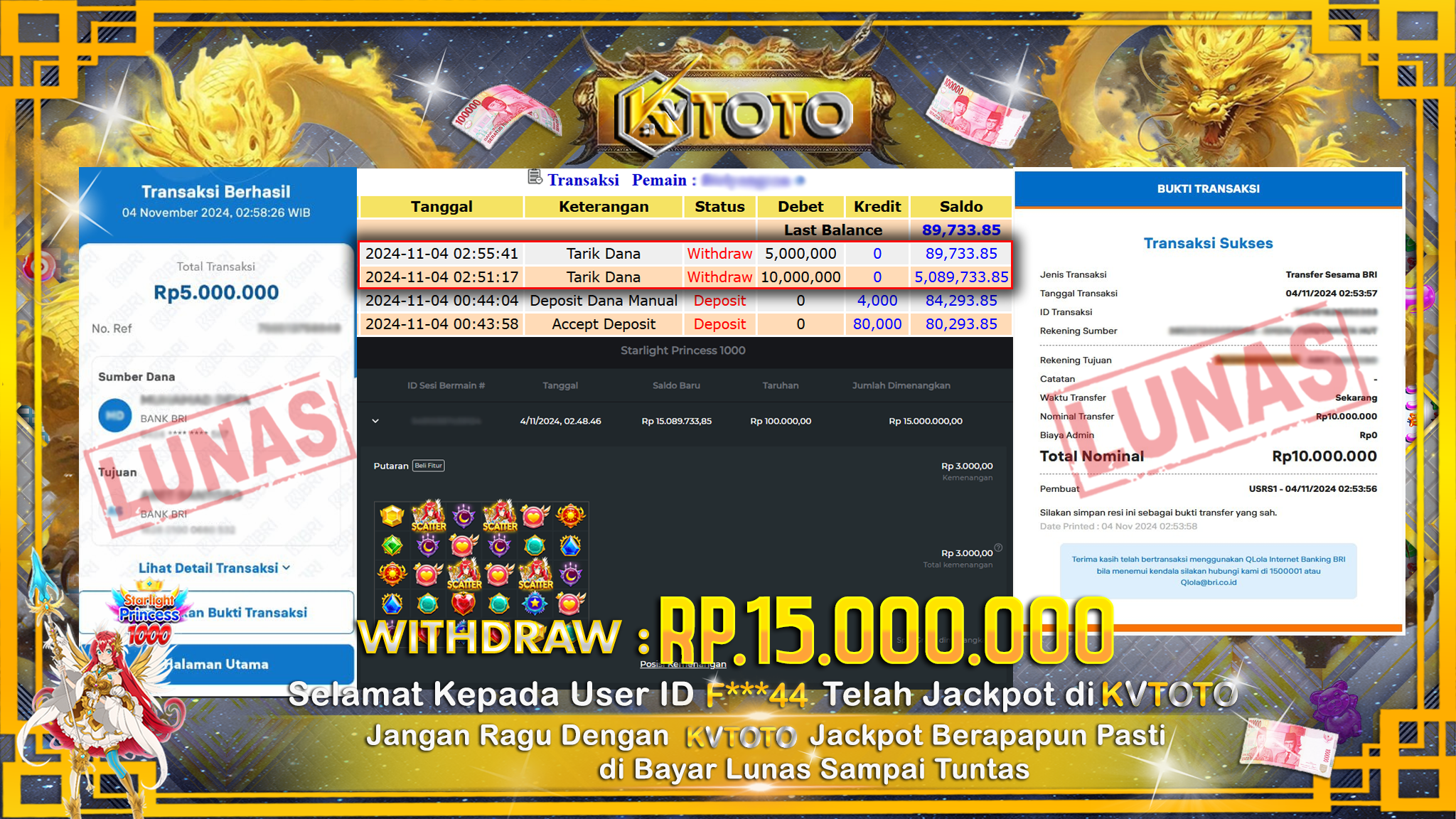 ✨ JACKPOT Di SLOT STARLIGHT PRINCEESS 1000   ✨