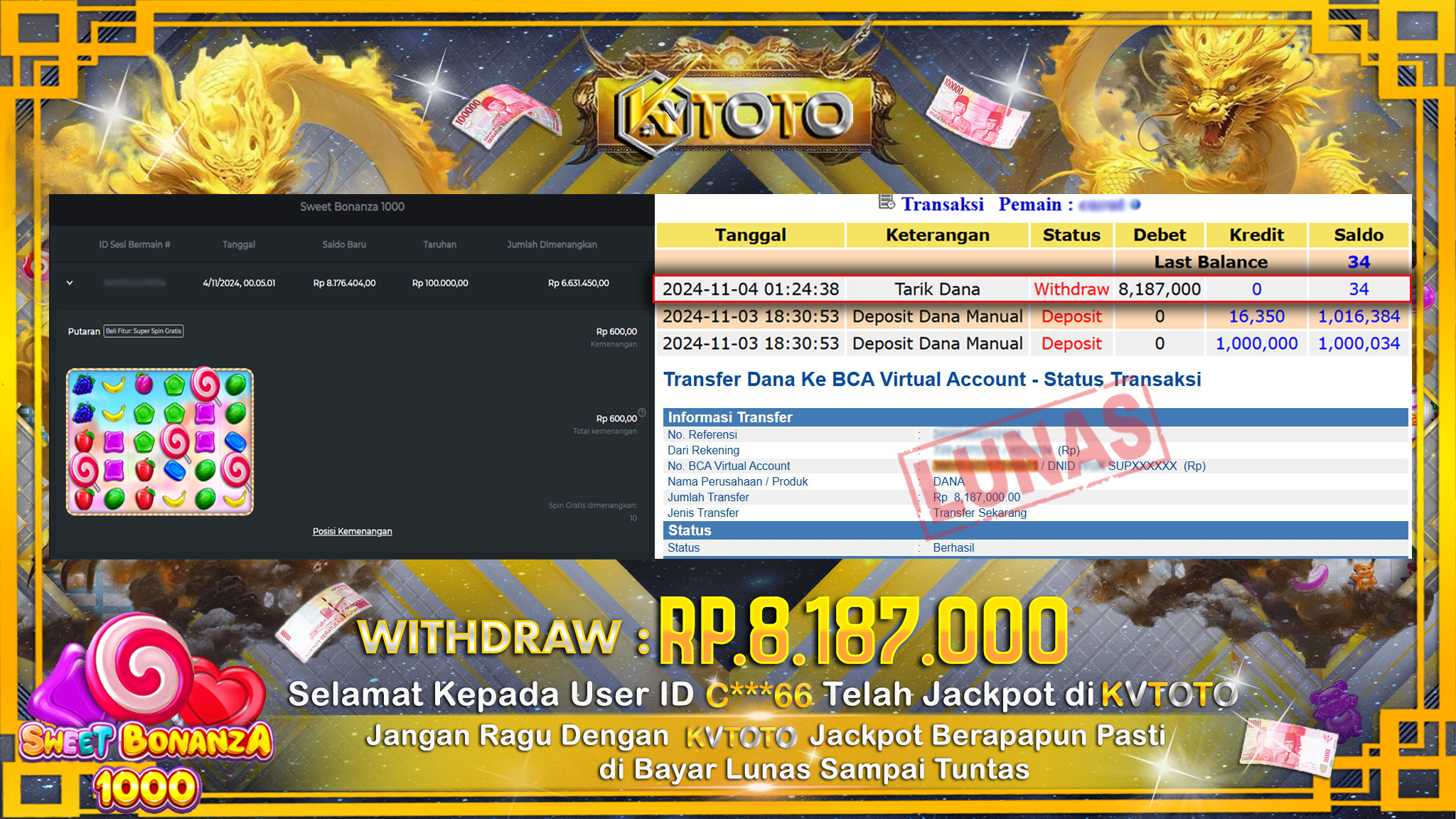 ✨ JACKPOT Di SLOT SWEET BONANZA 1000  ✨