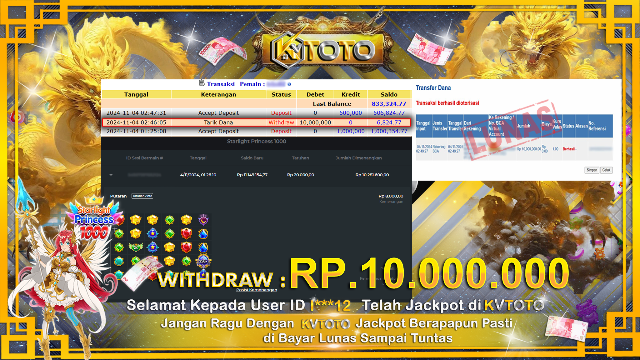 ✨ JACKPOT Di SLOT STARLIGHT PRINCEESS 1000   ✨