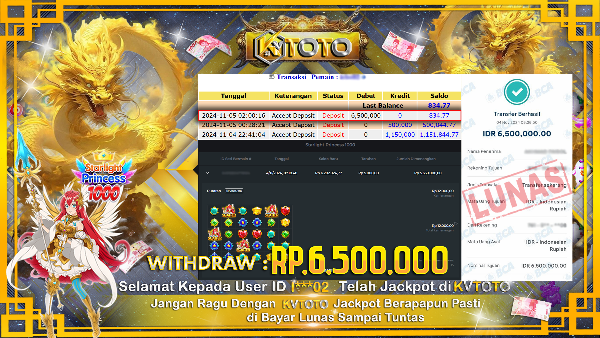 ✨ JACKPOT Di SLOT STARLIGHT PRINCEESS 1000   ✨