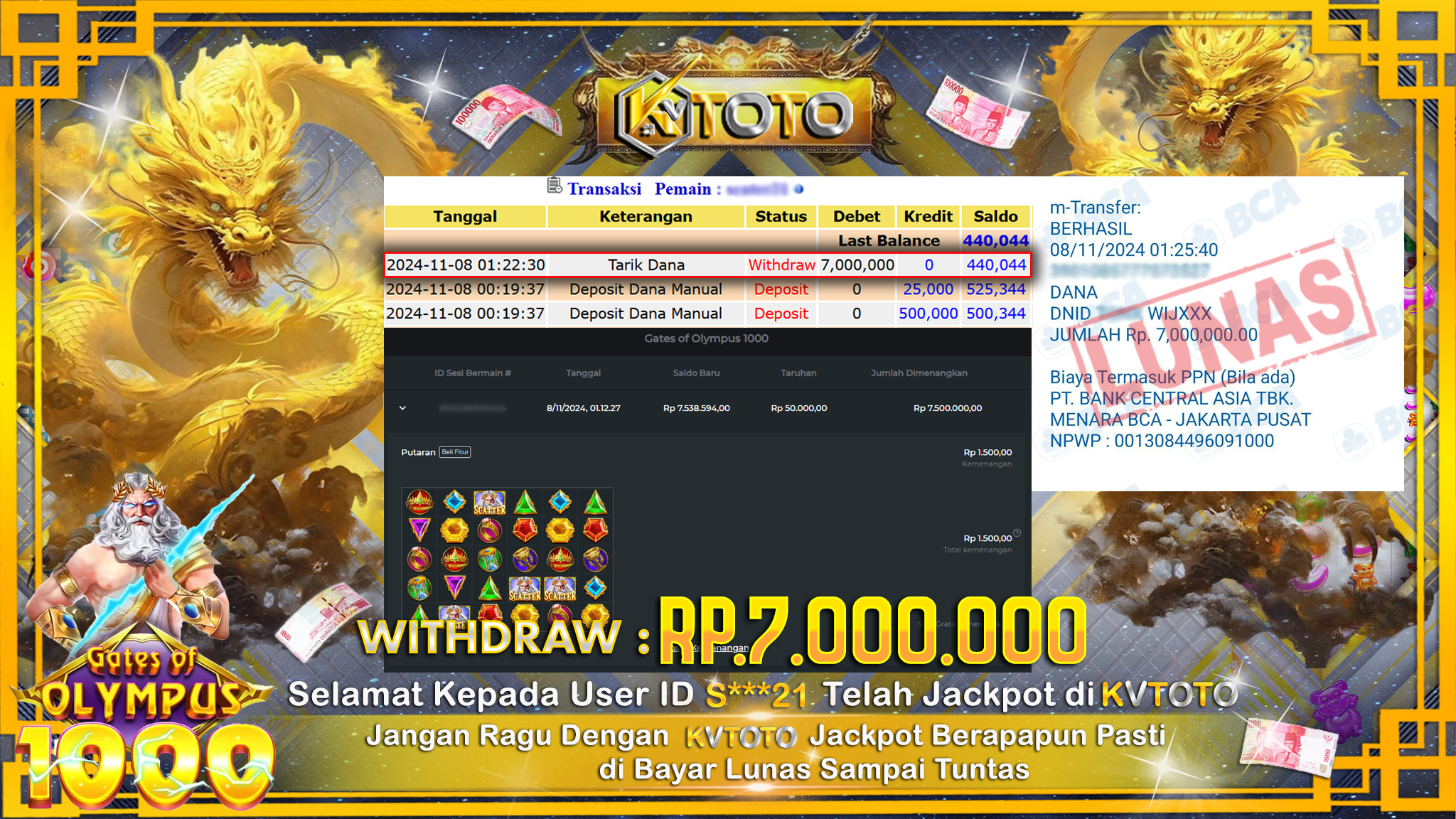 ✨ JACKPOT Di SLOT GATES OF OLYMPUS 1000 ✨