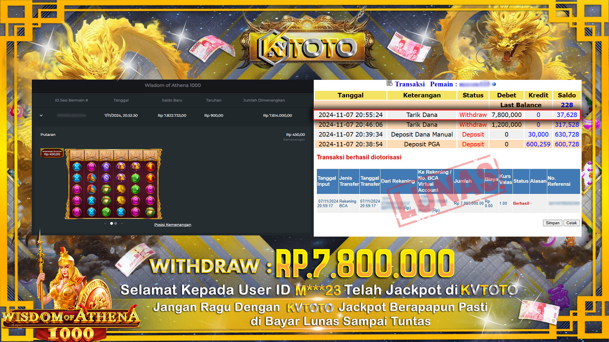 ✨ JACKPOT Di SLOT WISDHOM OF ATHENA 1000 ✨