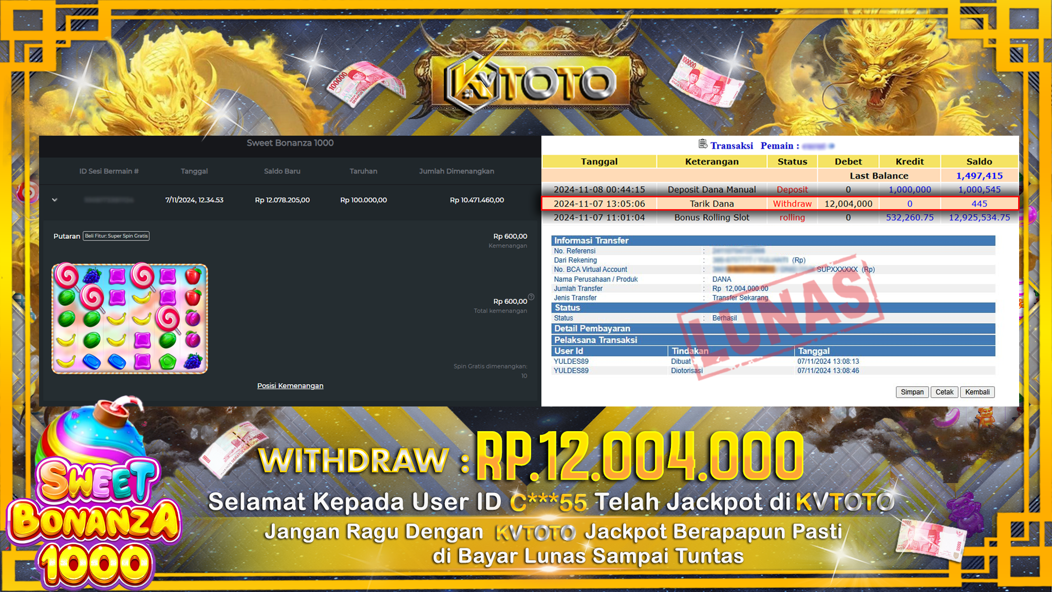 ✨ JACKPOT Di SLOT SWEET BONANZA 1000  ✨