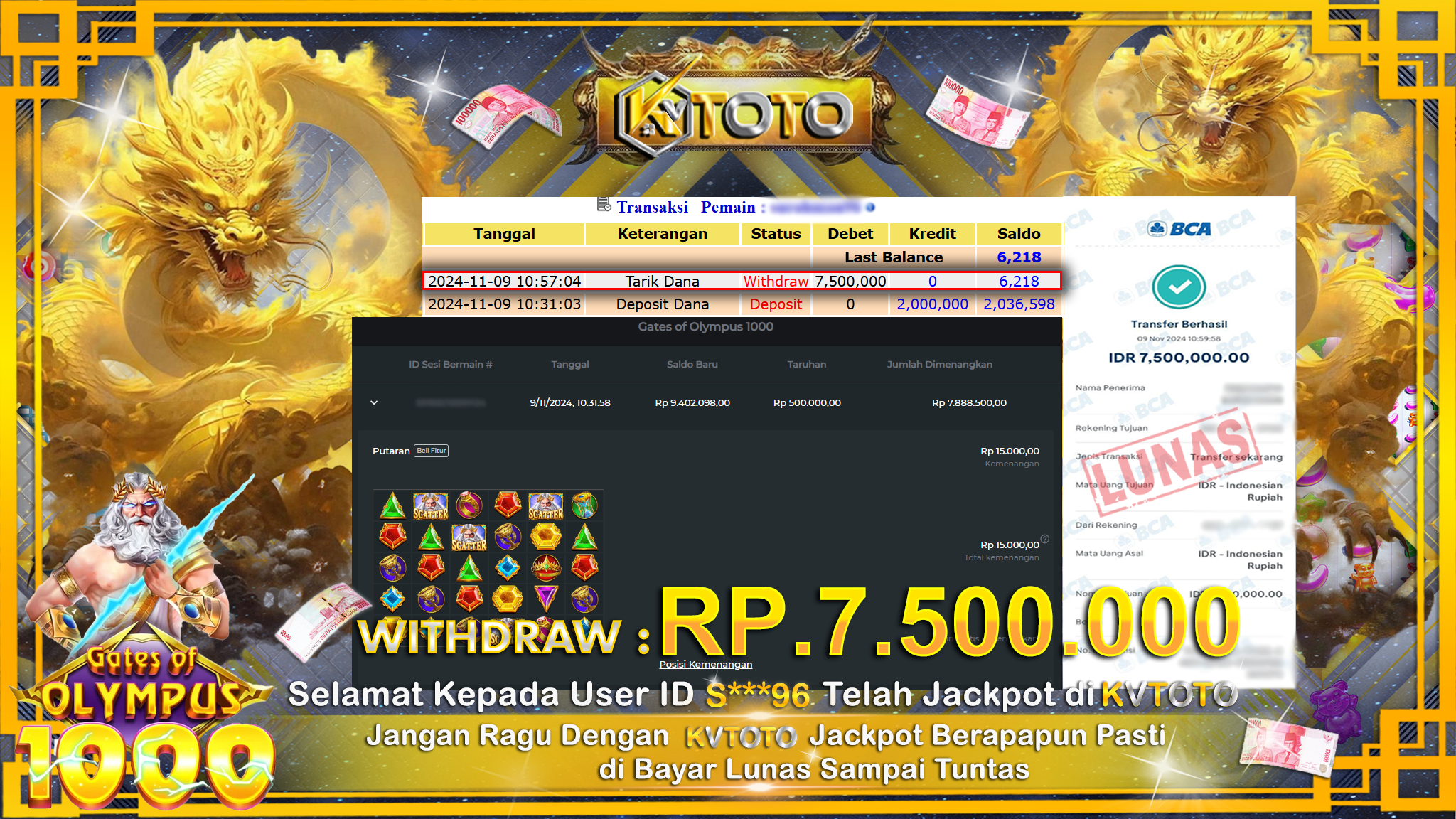 ✨ JACKPOT Di SLOT GATES OF OLYMPUS 1000 ✨