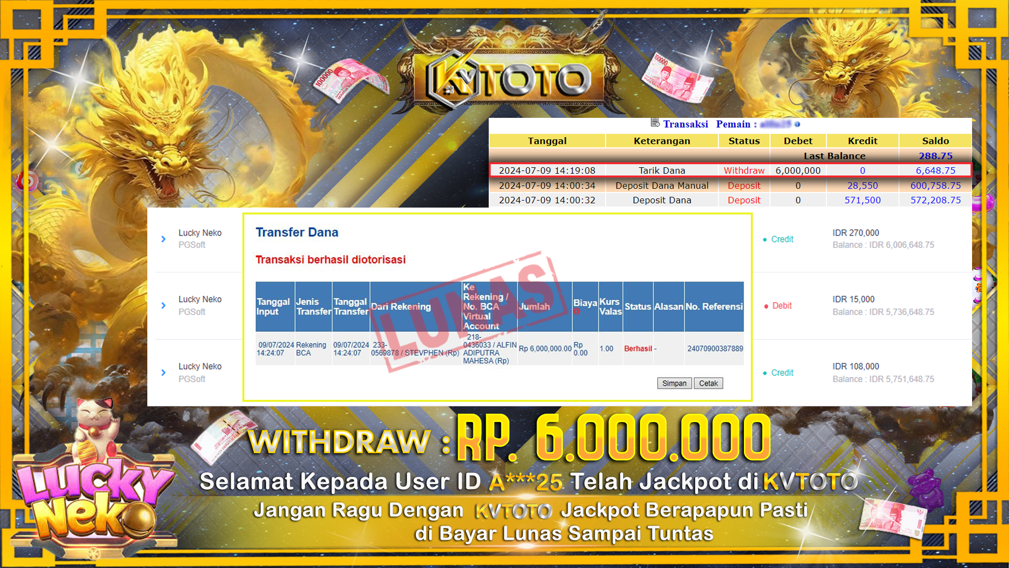 ✨ JACKPOT DI SLOT LUCKY NEKO ✨