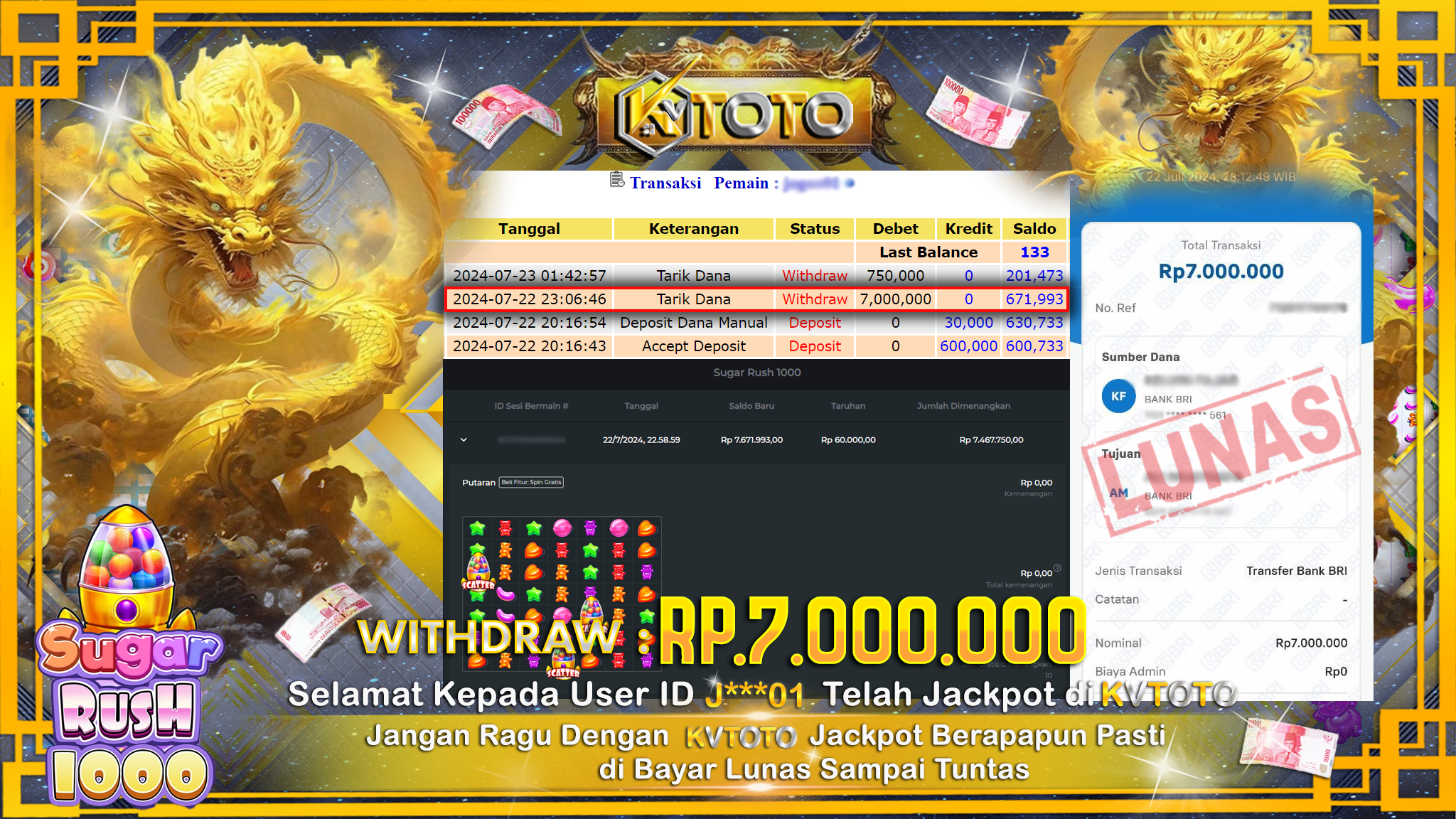 ✨ JACKPOT DI SLOT SUGAR RUSH 1000 ✨