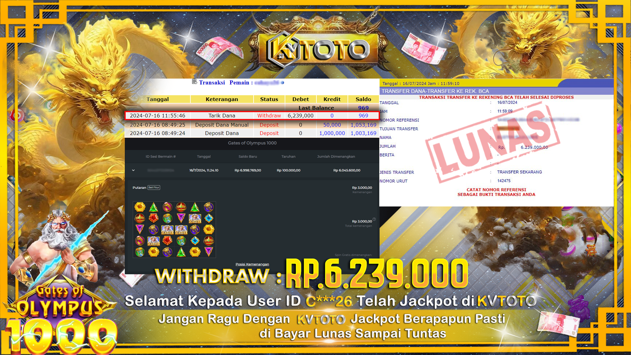 ✨ JACKPOT DI SLOT GATES OF OLYMPUS 1000 ✨