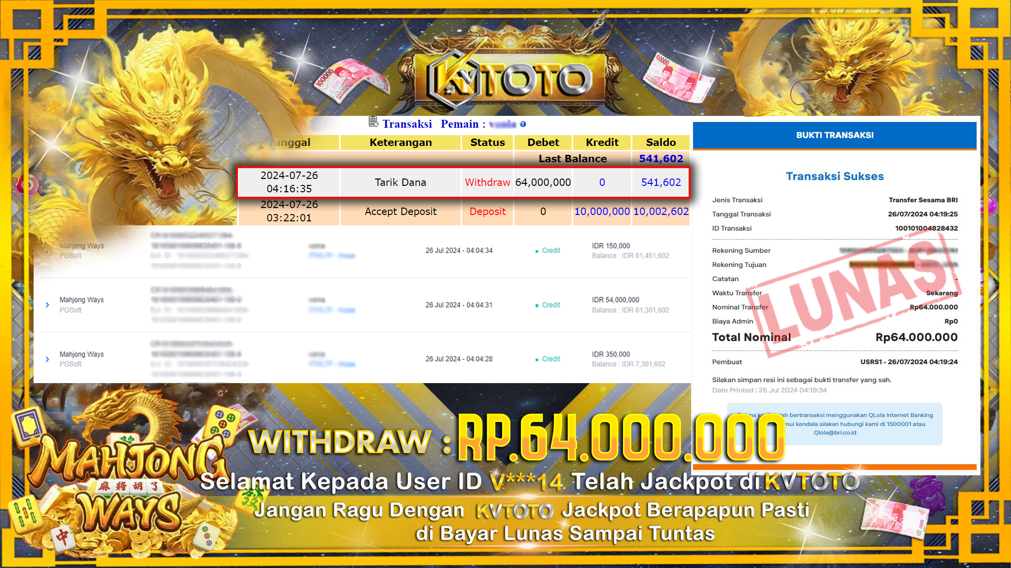 ✨ JACKPOT DI  SLOT MAHJONG WAYS ✨