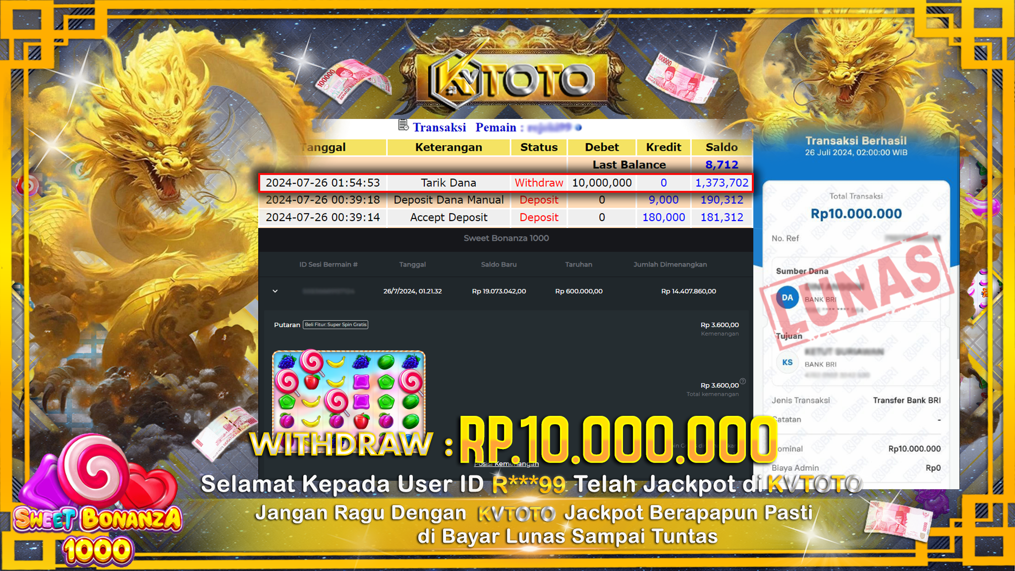 ✨ JACKPOT DI SLOT SWEET BONANZA 1000 ✨