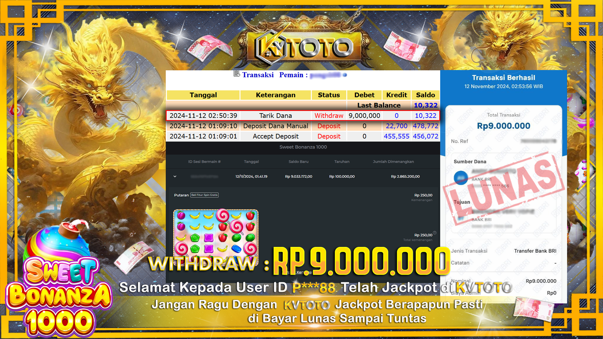 ✨ JACKPOT Di SLOT SWEET BONANZA 1000  ✨