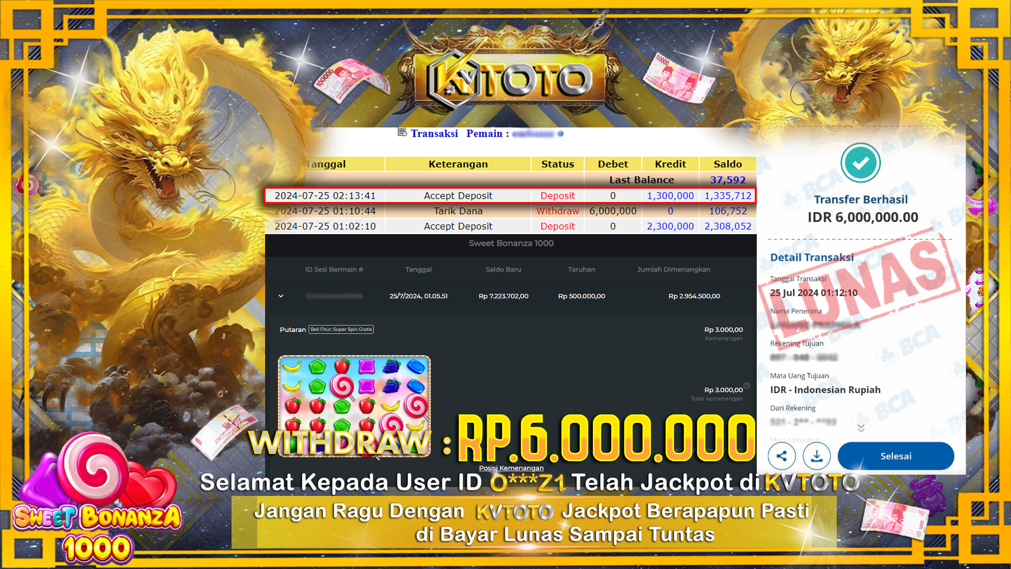✨ JACKPOT DI SLOT SWEET BONANZA 1000 ✨